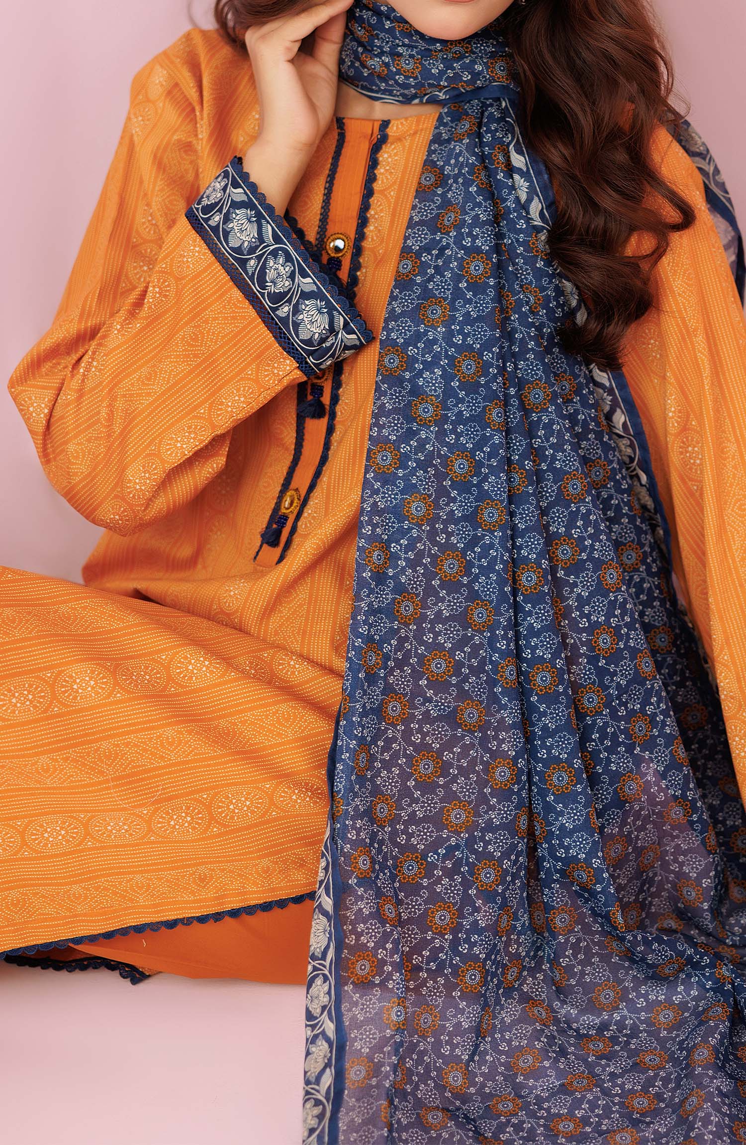 OTL-24-207/U OCHRE LAWN Women UNSTITCHED SHIRT DUPATTA PANTS