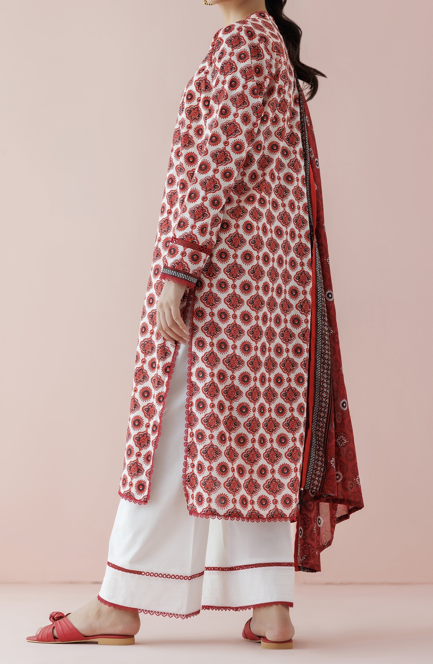 OTL-24-158/U BEIGE LAWN Women UNSTITCHED SHIRT DUPATTA PANTS