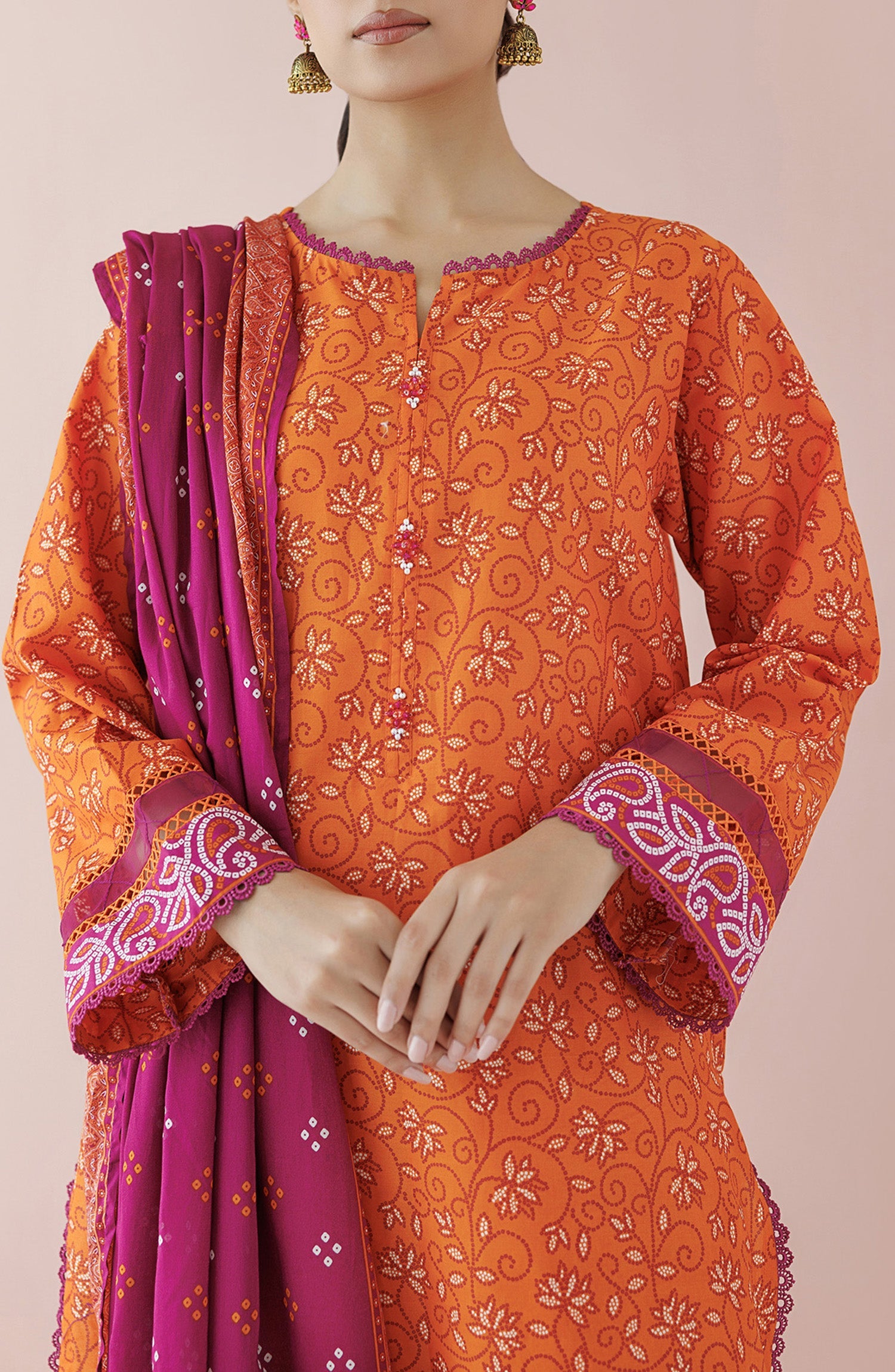OTL-24-051/U PEACH LAWN Women UNSTITCHED SHIRT DUPATTA PANTS
