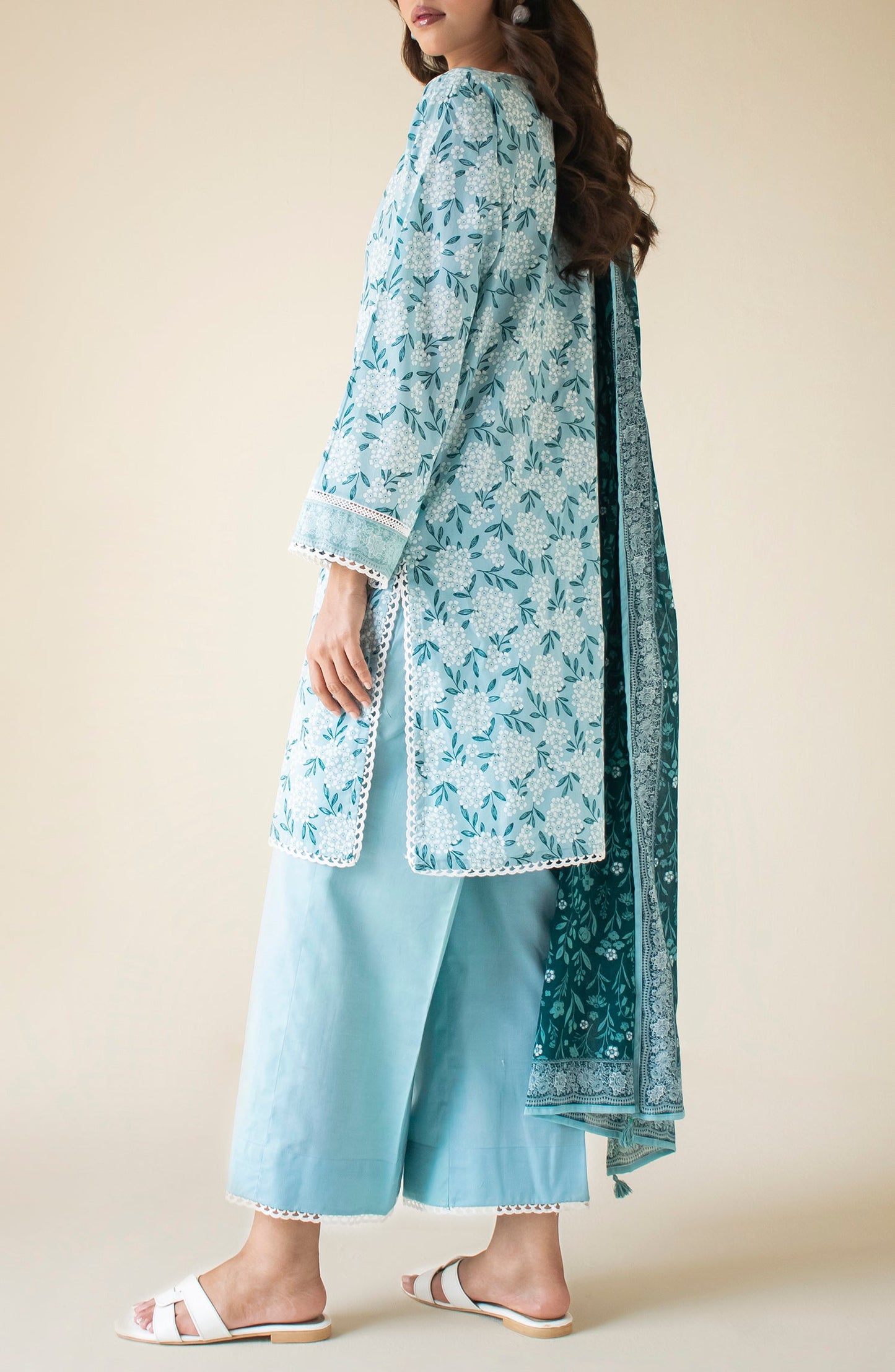 OTL-24-122/U SKY BLUE KHADDAR Women UNSTITCHED SHIRT DUPATTA PANTS
