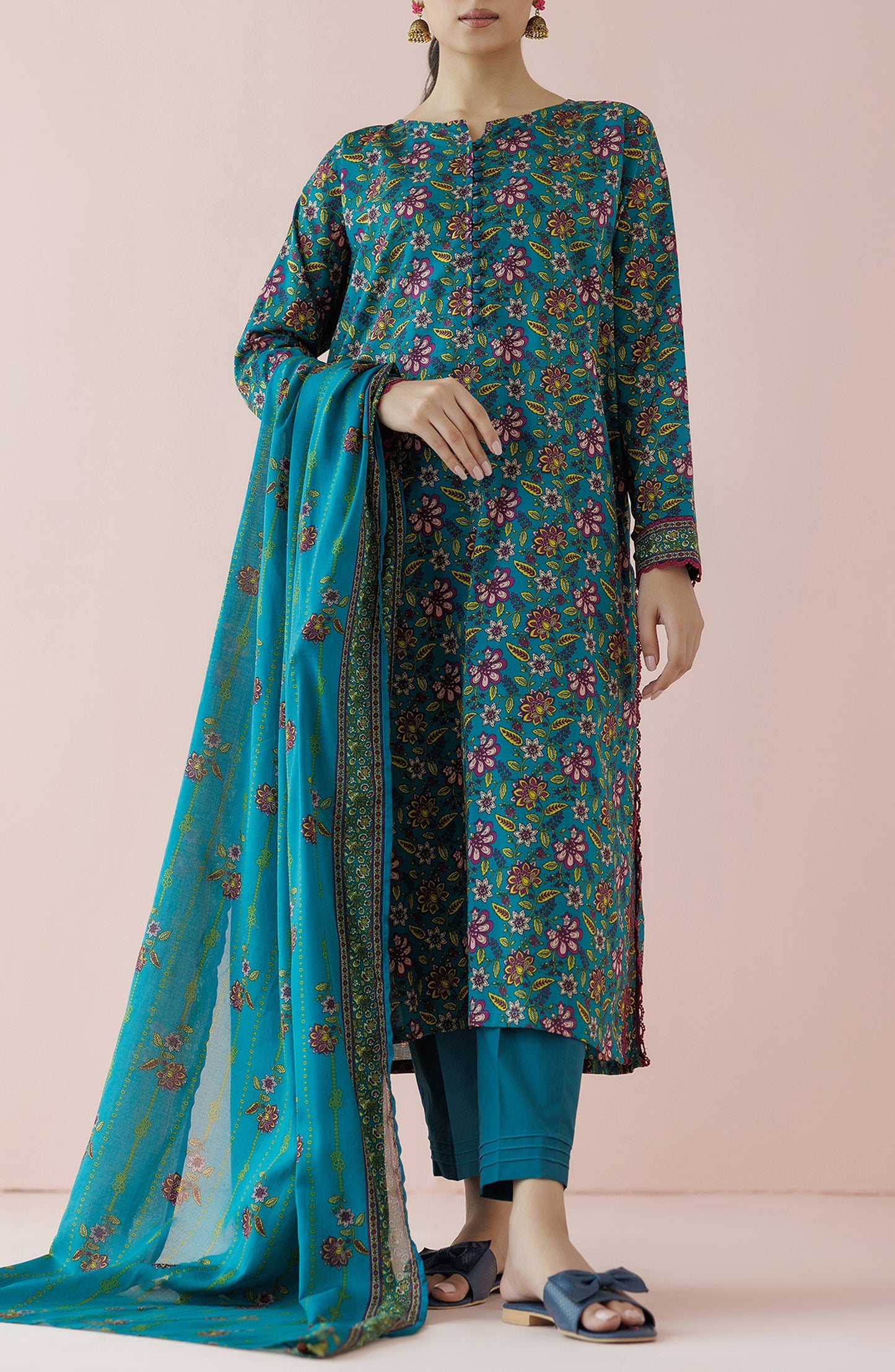 OTL-24-209/U TEAL LAWN Women UNSTITCHED SHIRT DUPATTA PANTS