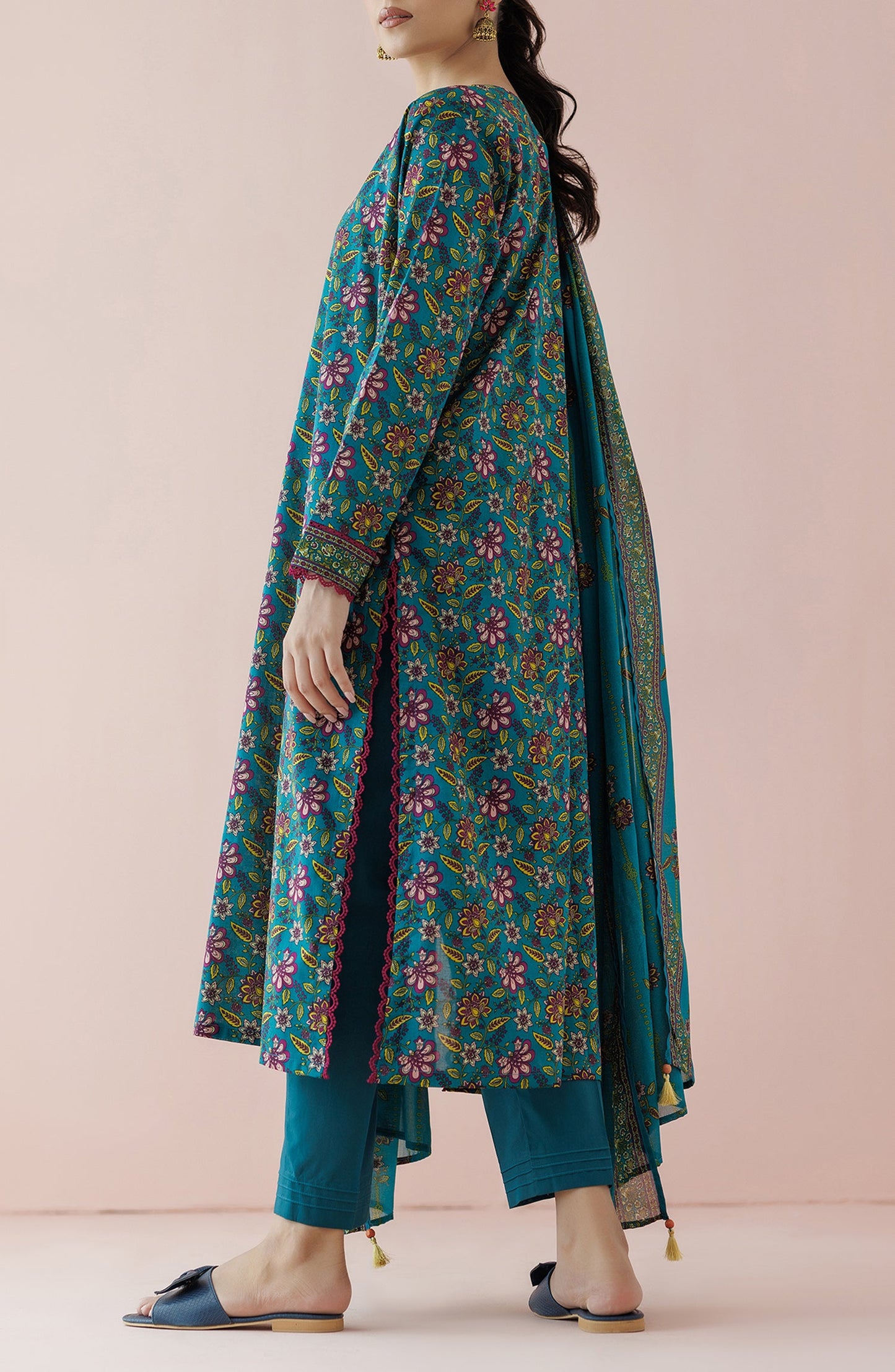 OTL-24-209/U TEAL LAWN Women UNSTITCHED SHIRT DUPATTA PANTS