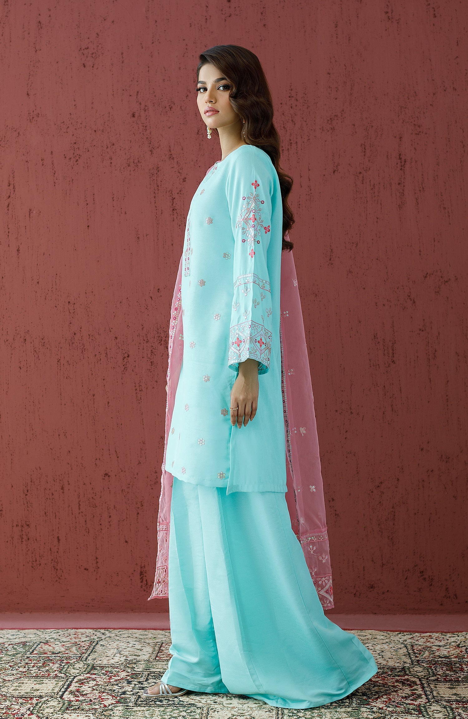 WRFR23W-3011 RAW SILK Women READY TO WEAR SHIRT DUPATTA PANTS