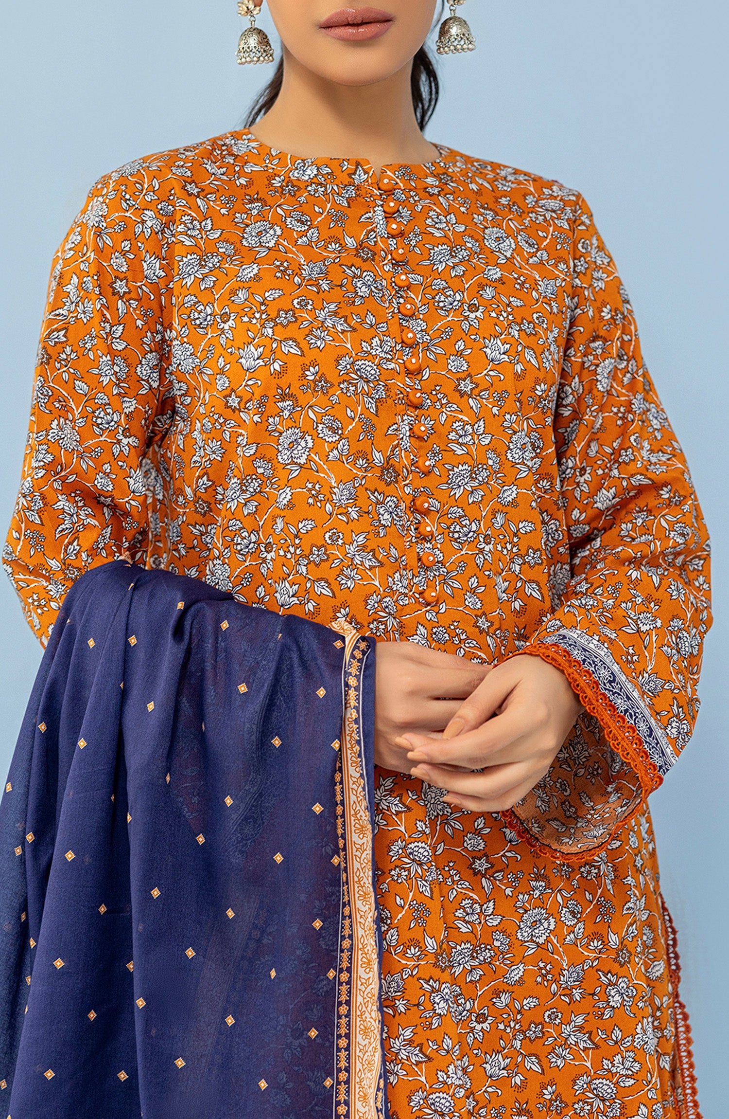 OTL-24-017/U OCHRE LAWN Women UNSTITCHED SHIRT DUPATTA PANTS