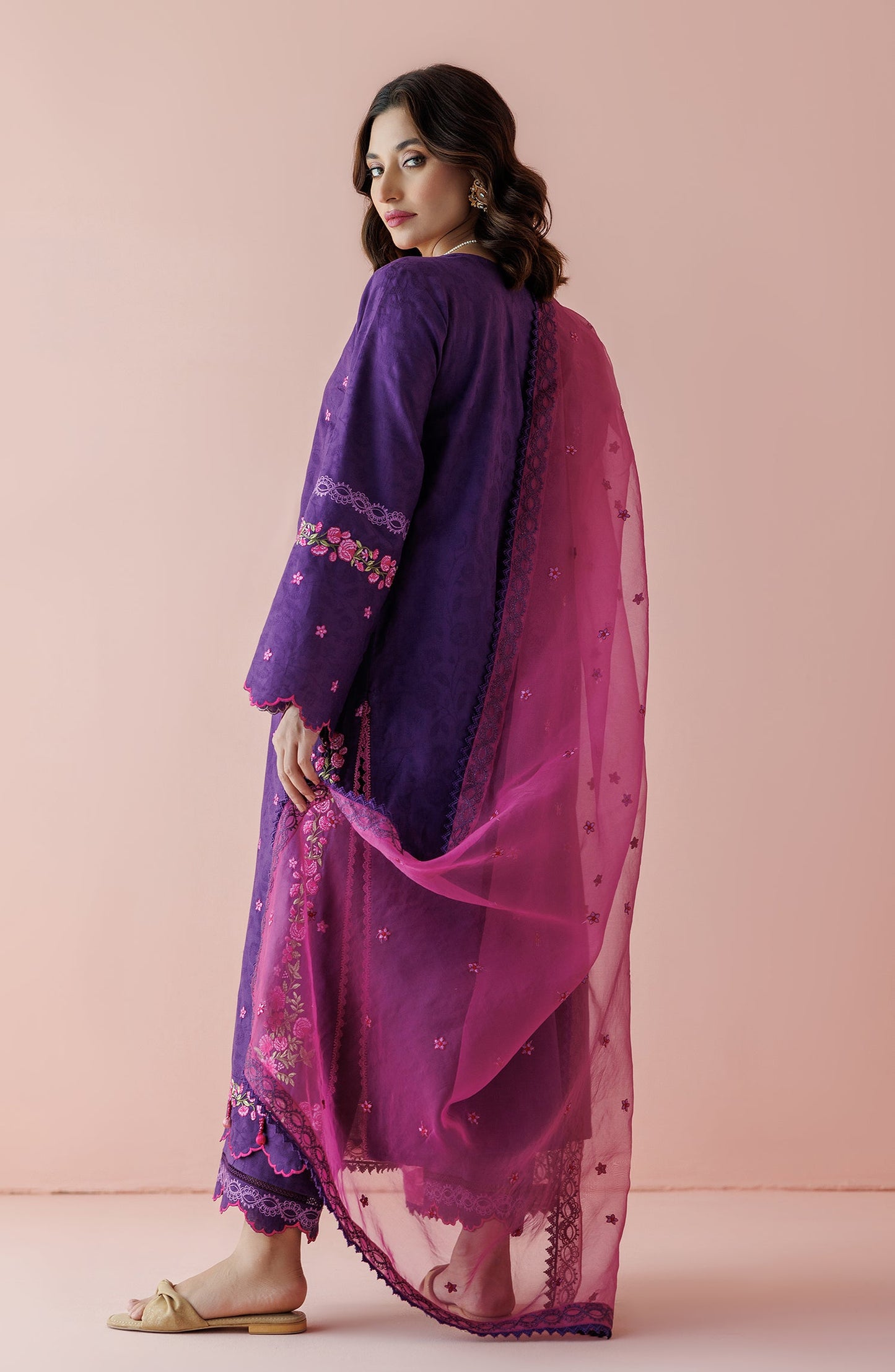 OTL-24-003/S PURPLE JACQUARD Women READY TO WEAR SHIRT DUPATTA PANTS