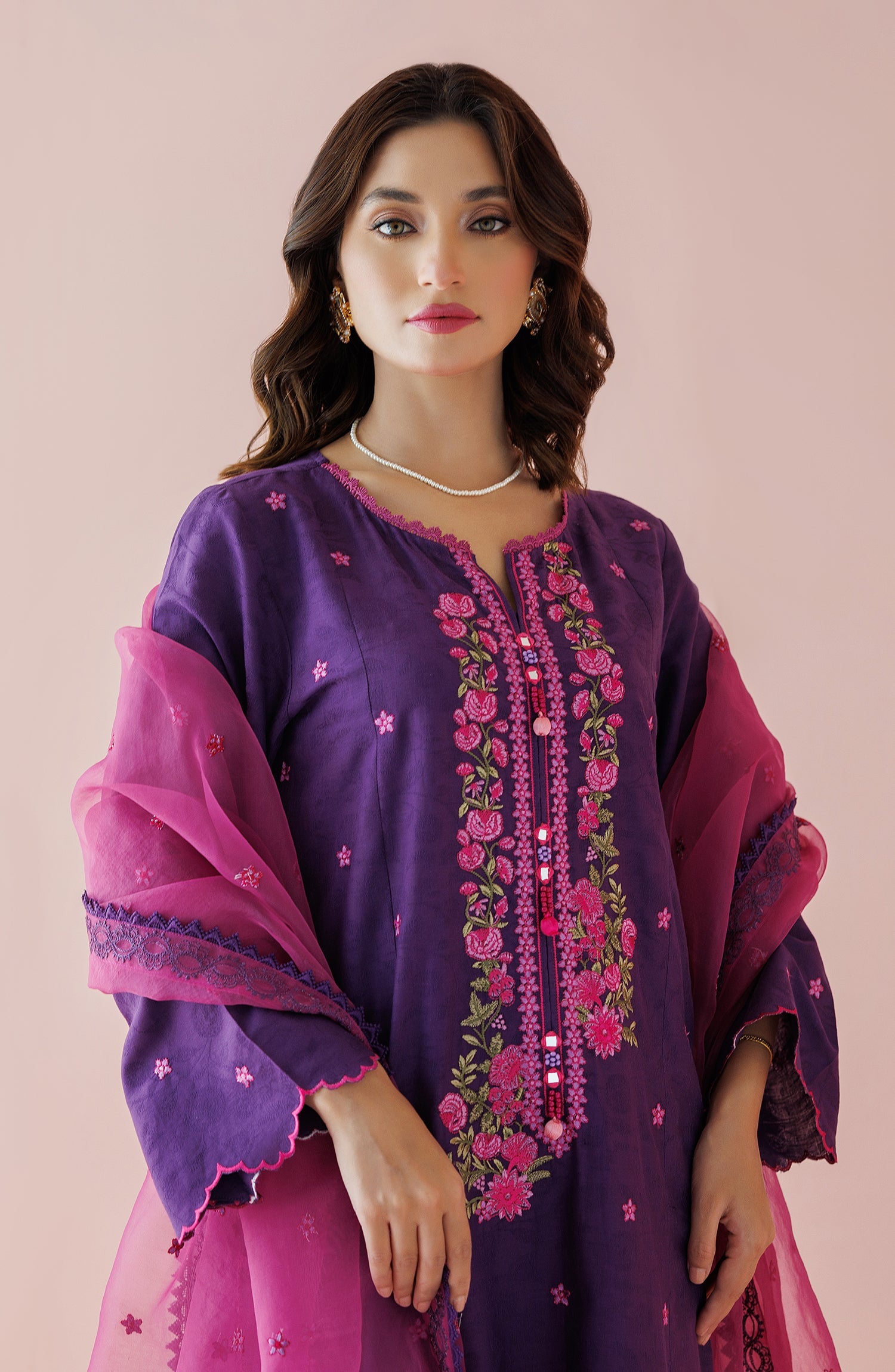 OTL-24-003/S PURPLE JACQUARD Women READY TO WEAR SHIRT DUPATTA PANTS