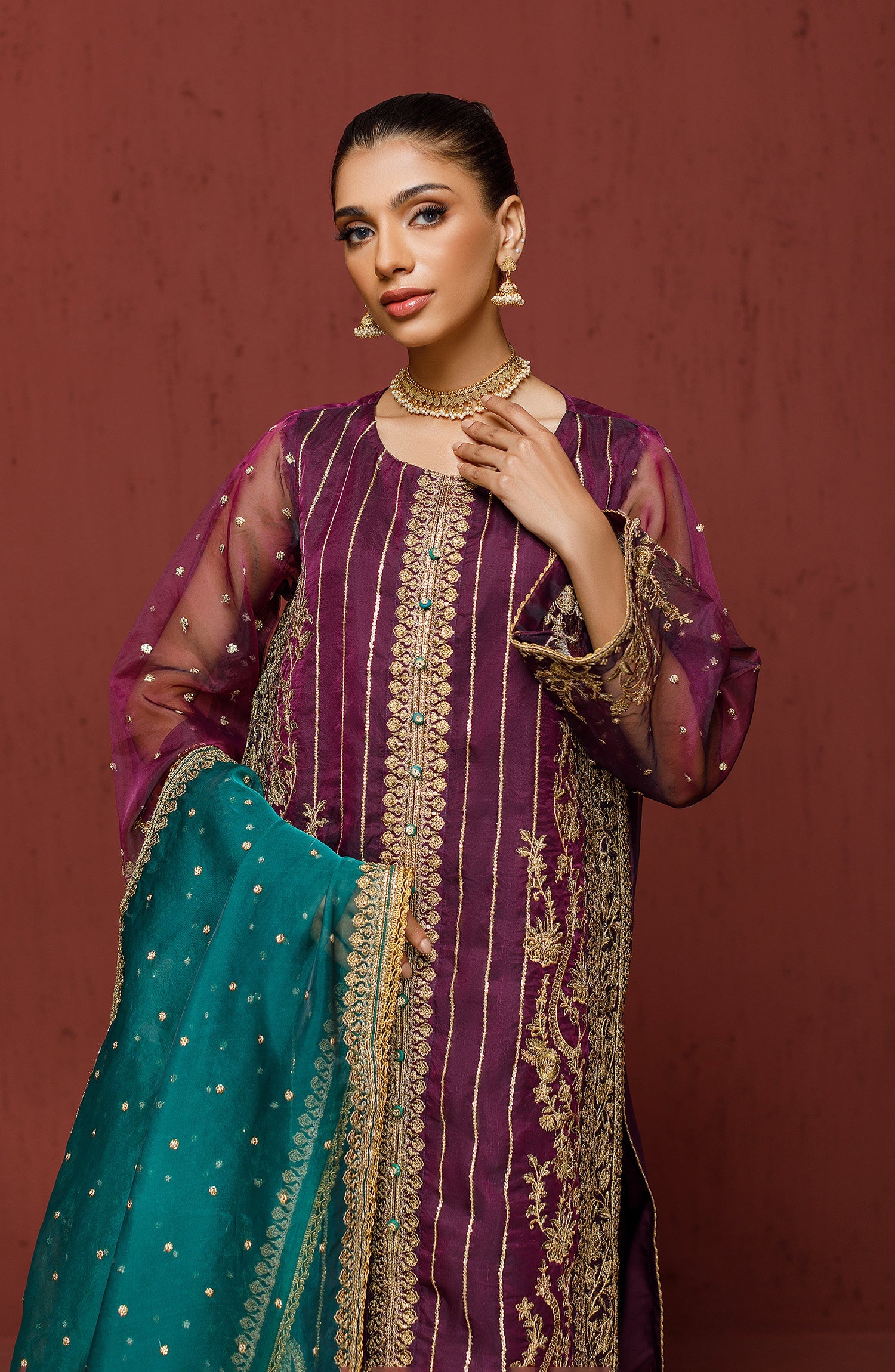 OTLF-23-060/S PURPLE COTTON Women READY TO WEAR SHIRT DUPATTA PANTS