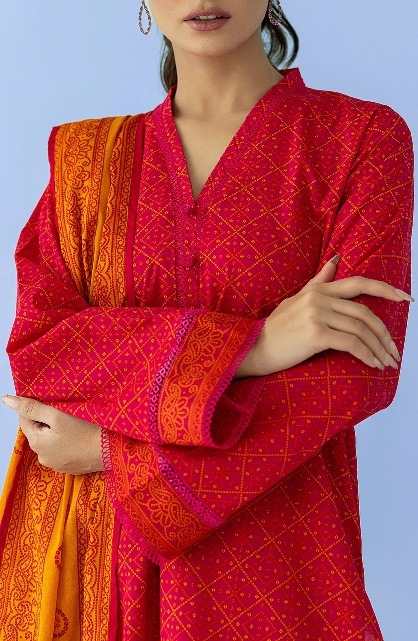 OTL-24-055/U PINK LAWN Women UNSTITCHED SHIRT DUPATTA PANTS