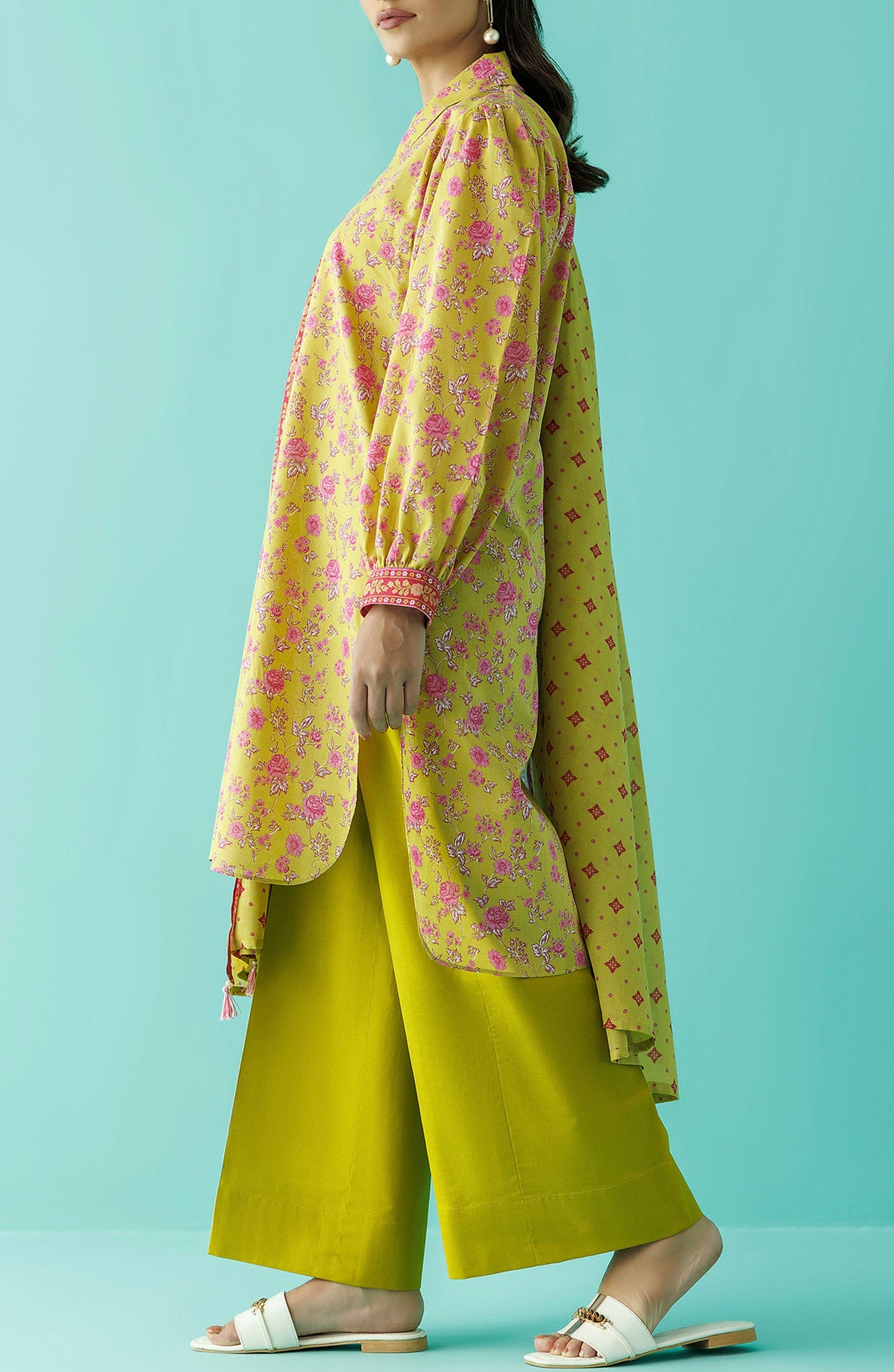 OTL-24-230/U LIME GREEN LAWN Women UNSTITCHED SHIRT DUPATTA PANTS
