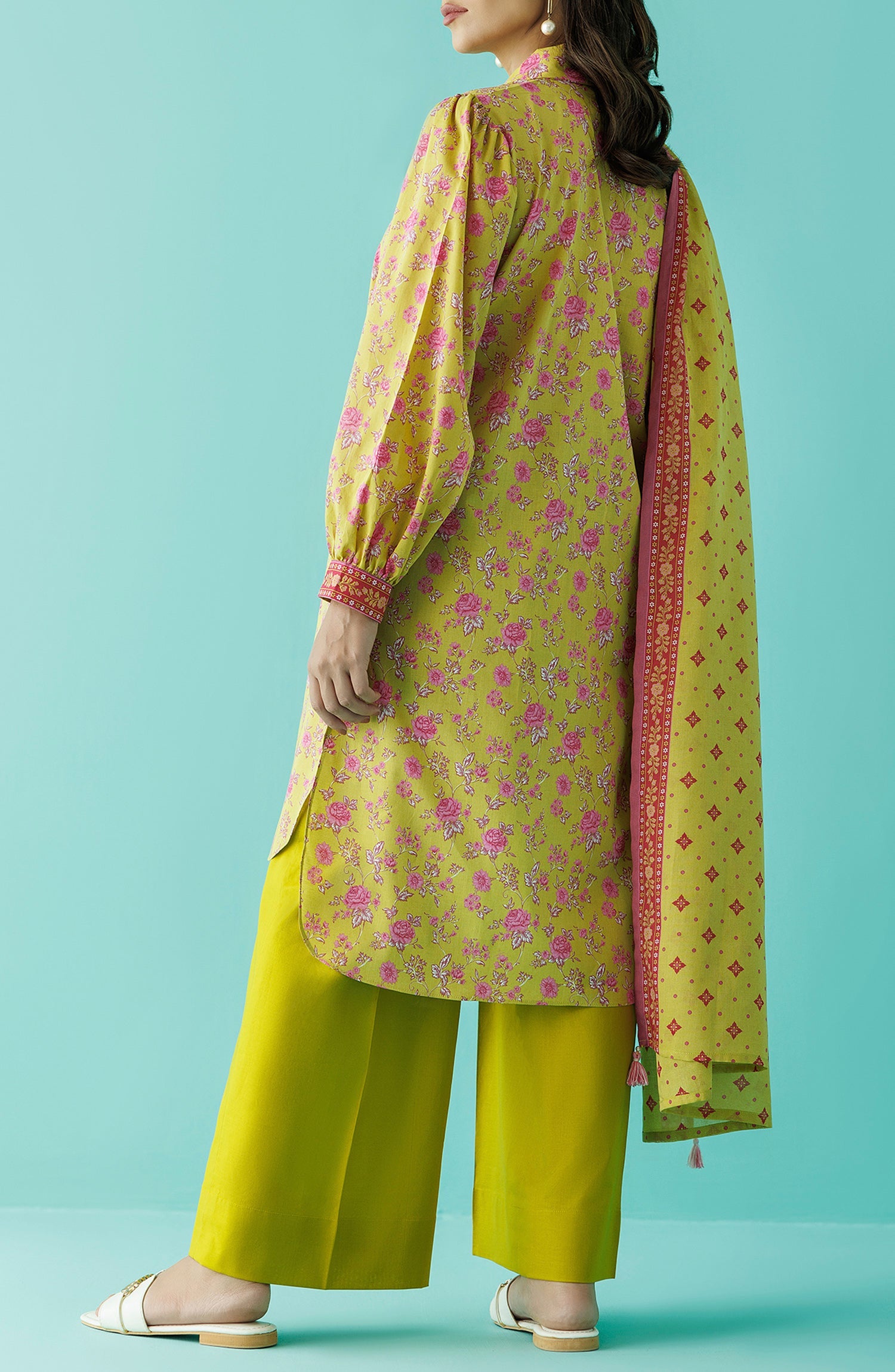 OTL-24-230/U LIME GREEN LAWN Women UNSTITCHED SHIRT DUPATTA PANTS