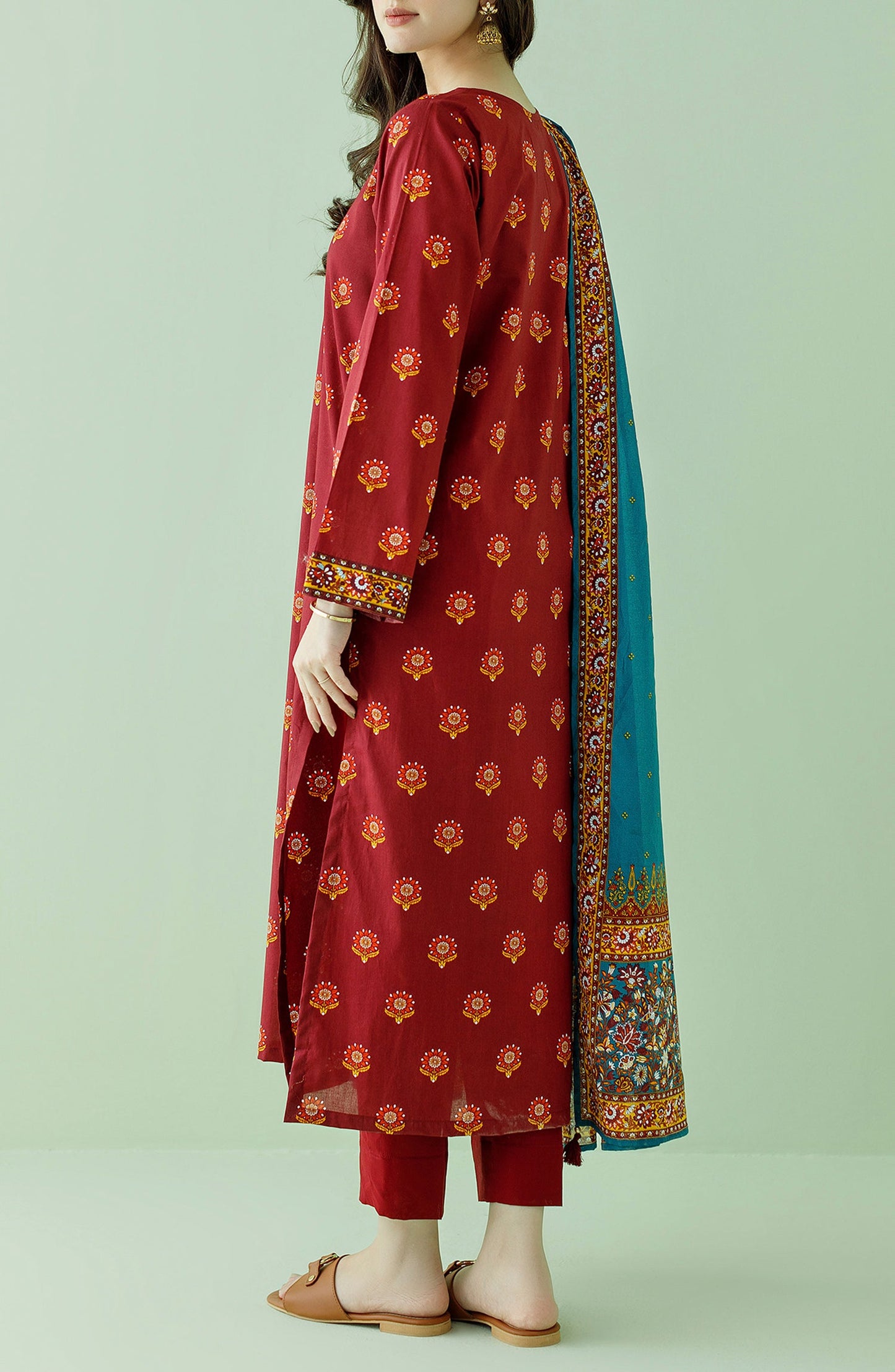 OTL-23-365/U MAROON LAWN Women UNSTITCHED SHIRT DUPATTA PANTS