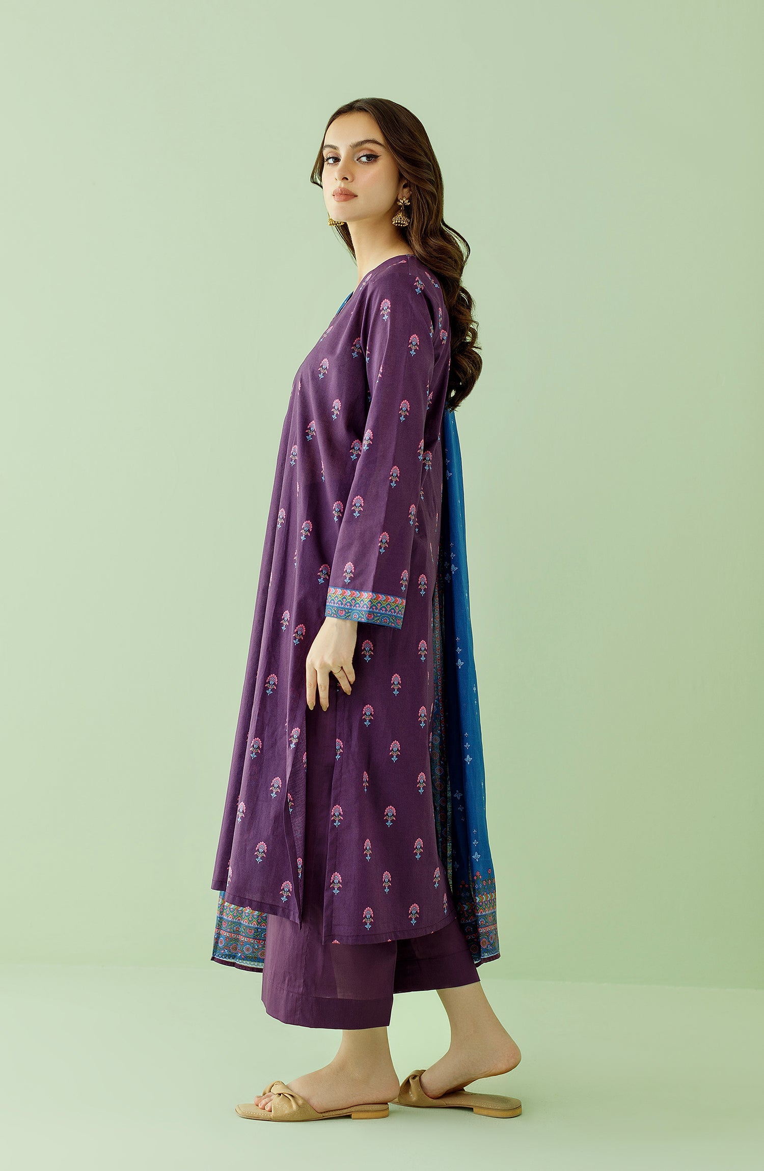 OTL-23-351/U PURPLE LAWN Women UNSTITCHED SHIRT DUPATTA PANTS