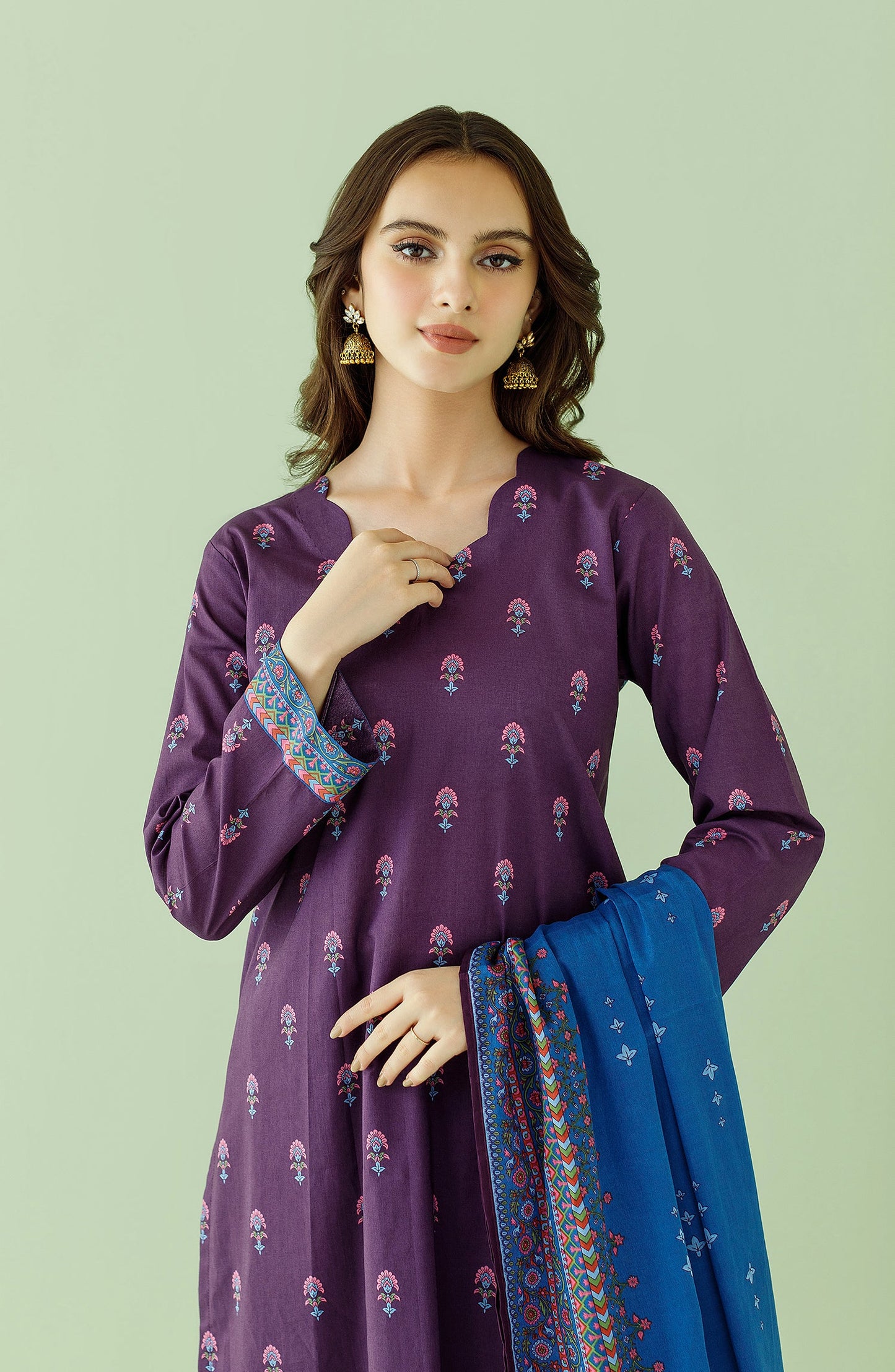 OTL-23-351/U PURPLE LAWN Women UNSTITCHED SHIRT DUPATTA PANTS