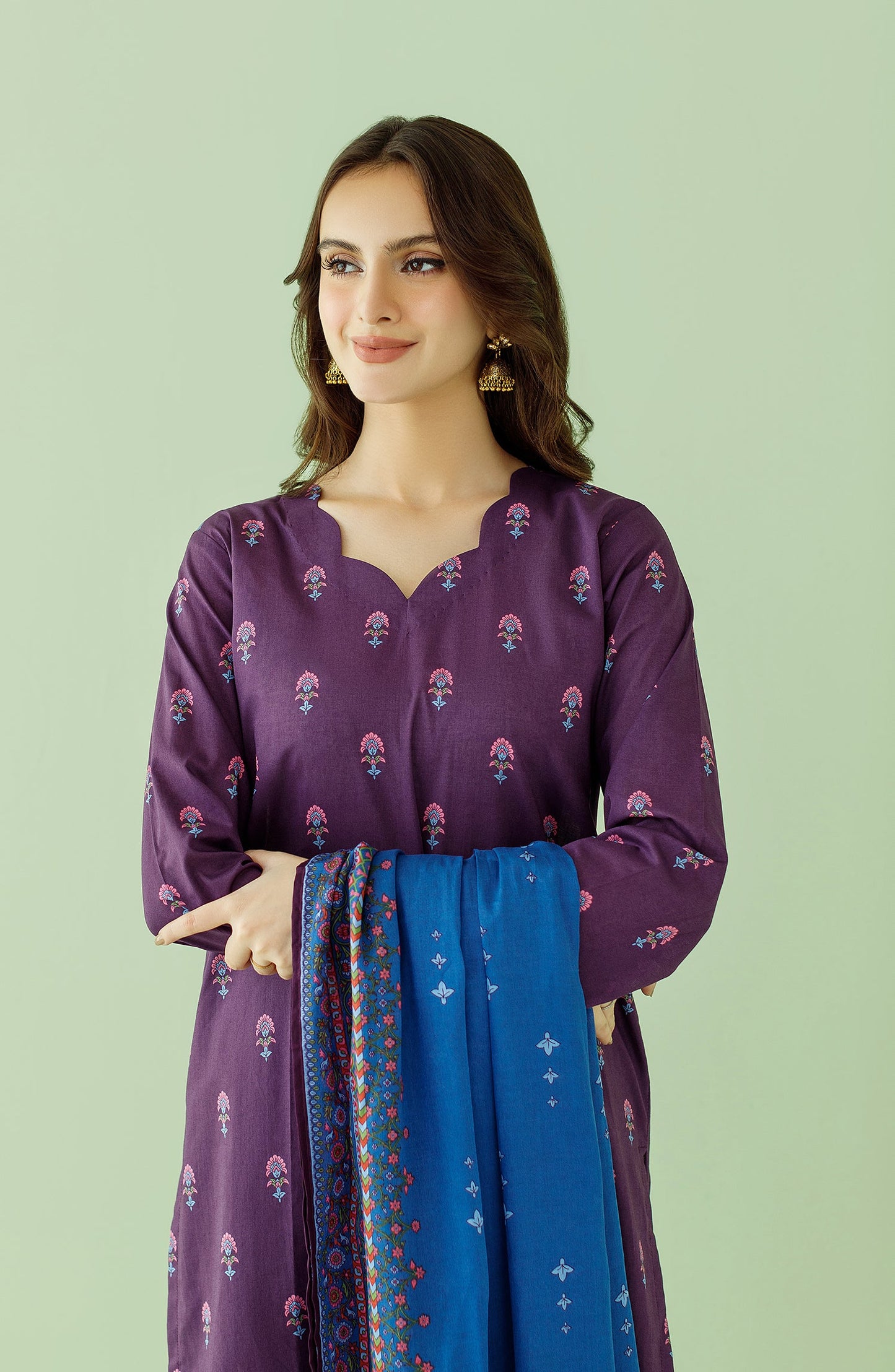 OTL-23-351/U PURPLE LAWN Women UNSTITCHED SHIRT DUPATTA PANTS