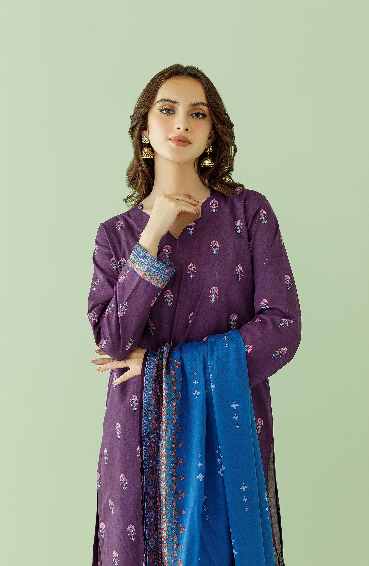 OTL-23-351/U PURPLE LAWN Women UNSTITCHED SHIRT DUPATTA PANTS