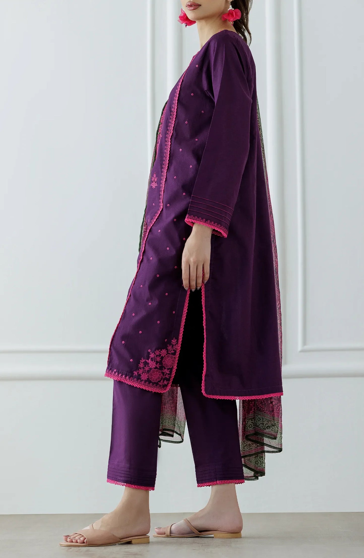 UNSTITCHED Luxury Festive Formal Lawn Shirt Dupatta & Pant - 3 Piece Suits - OTL-24-355