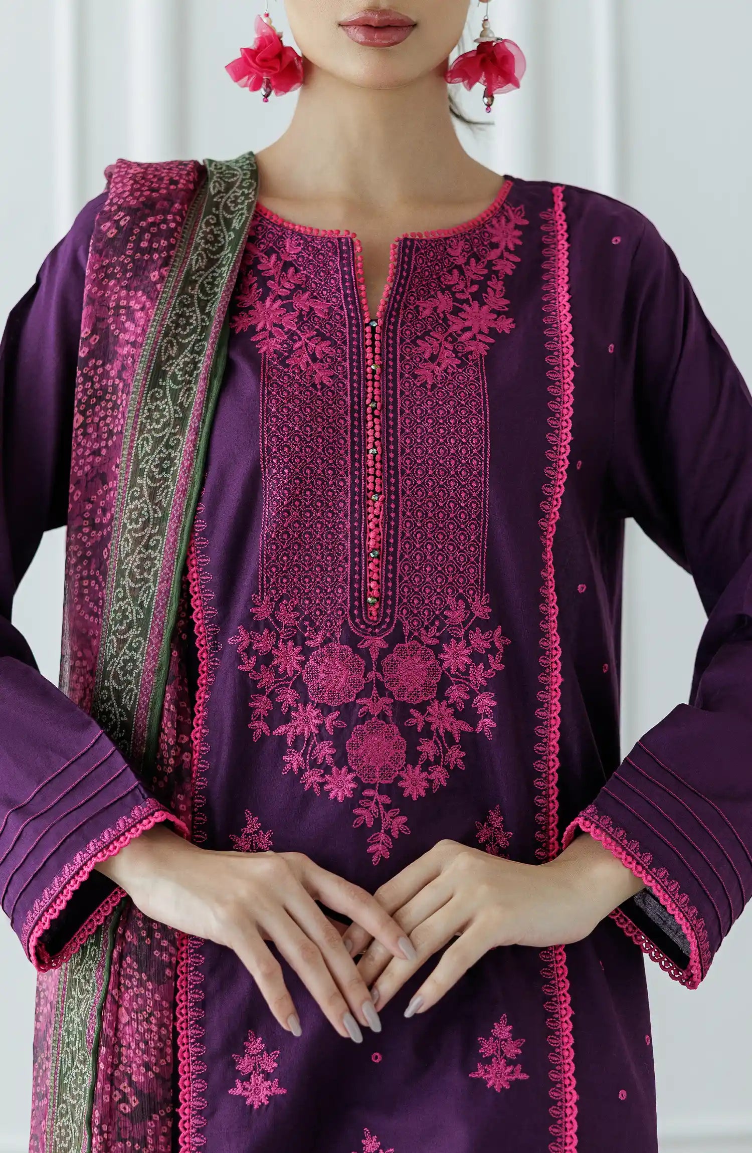 UNSTITCHED Luxury Festive Formal Lawn Shirt Dupatta & Pant - 3 Piece Suits - OTL-24-355