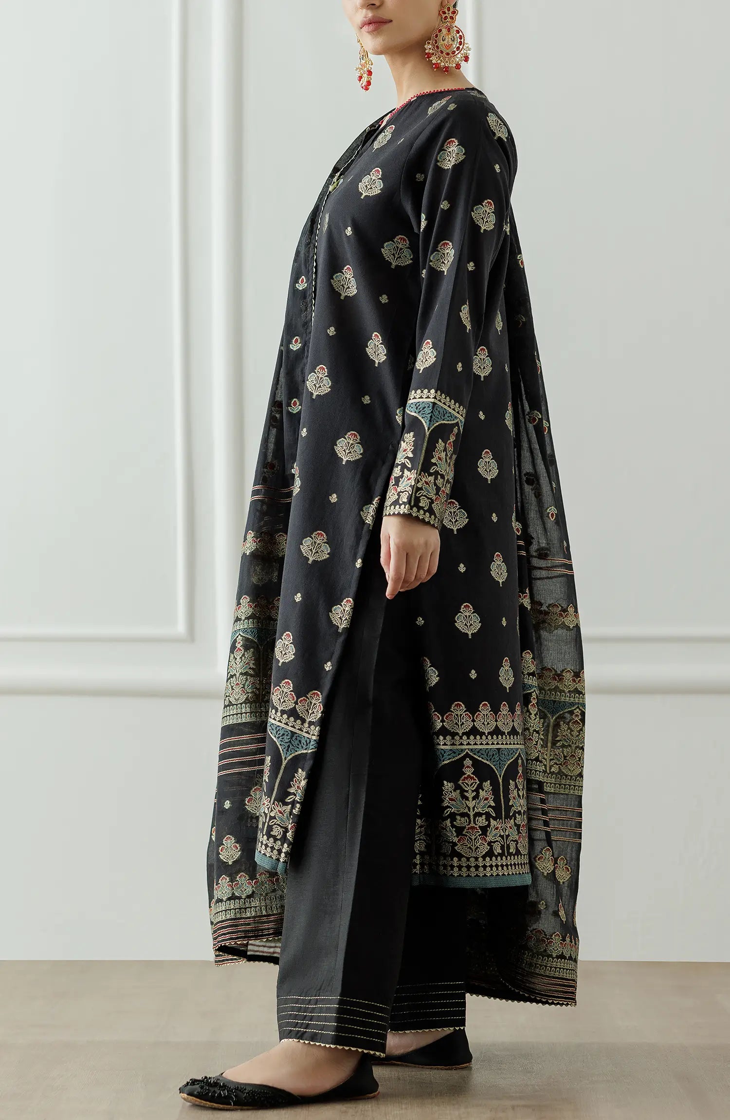 Unstitched Printed Lawn Jacquard Shirt Dupatta & Pant - 3 Piece - OTL-25-010