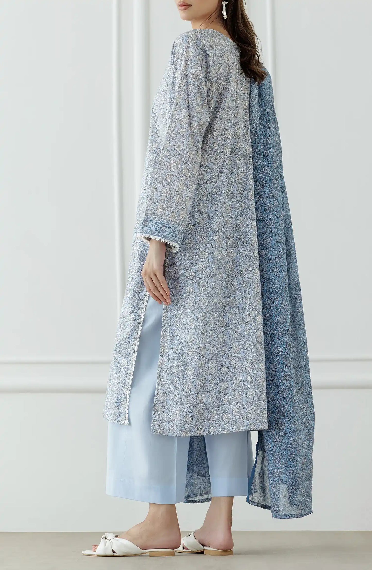 UNSTITCHED Printed Lawn Shirt Dupatta & Pant - 3 Piece Suits - OTL-25-018