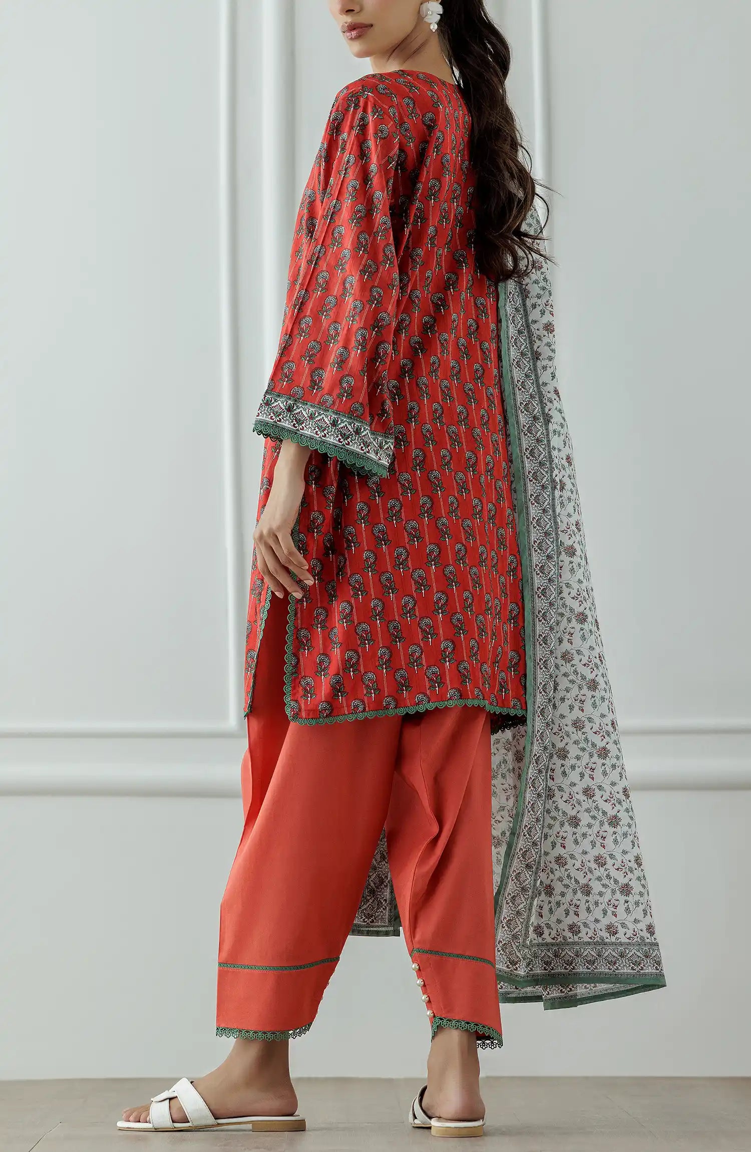 Stitched Printed Lawn Shirt Dupatta & Pant - 3 Piece - OTL-25-024