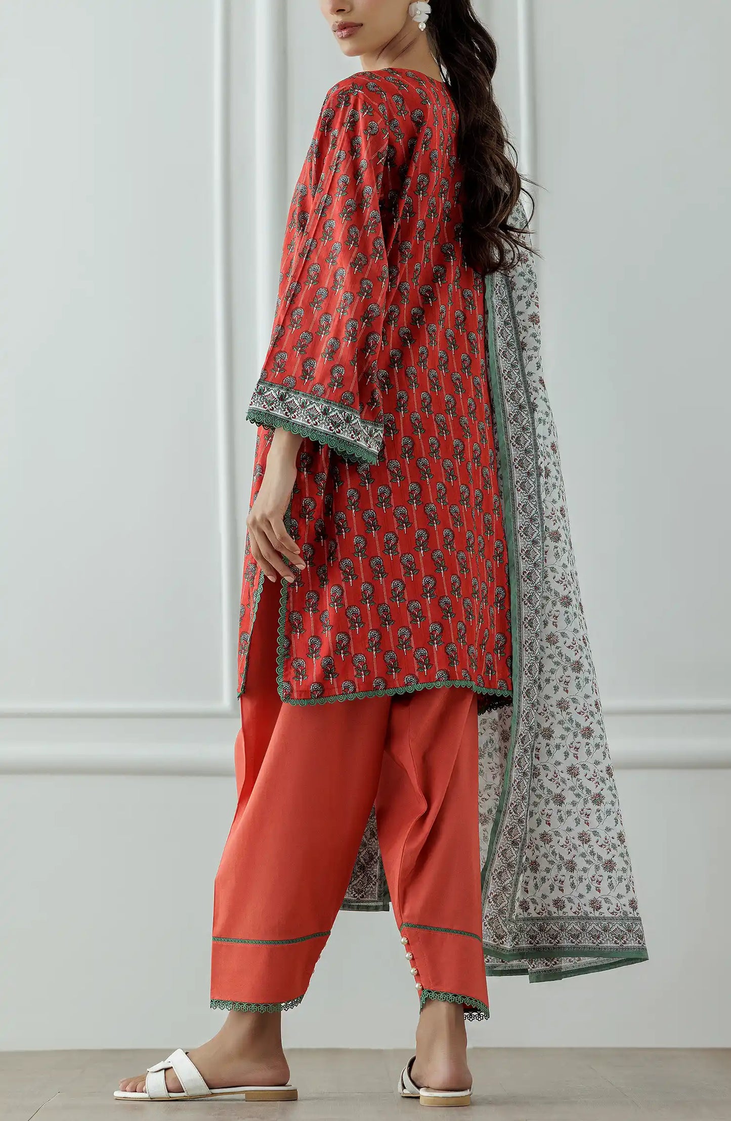 Stitched Printed Lawn Shirt Dupatta & Pant - 3 Piece - OTL-25-024