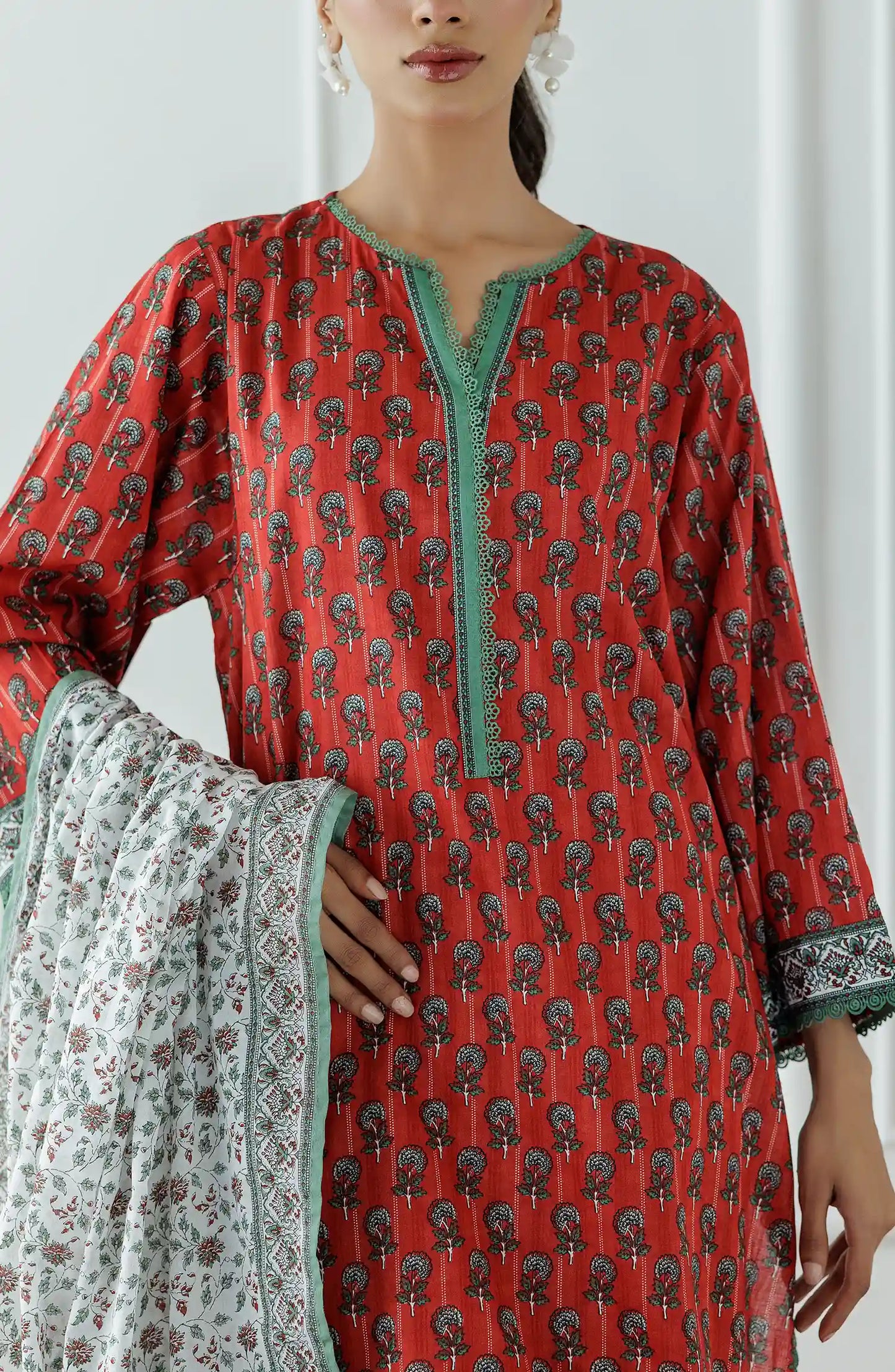 Stitched Printed Lawn Shirt Dupatta & Pant - 3 Piece - OTL-25-024