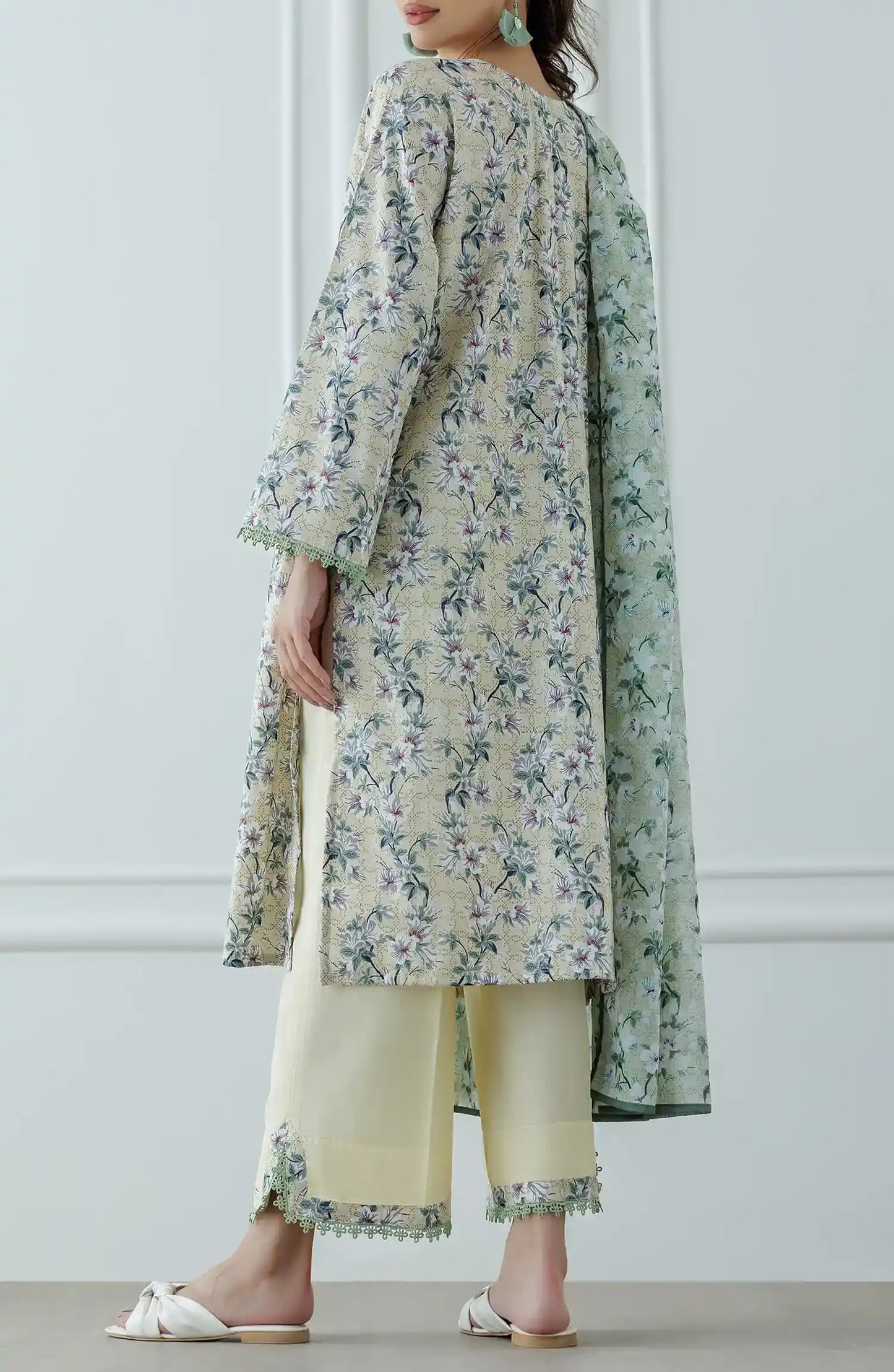 UNSTITCHED Printed Lawn Shirt Dupatta & Pant - 3 Piece Suits - OTL-25-041