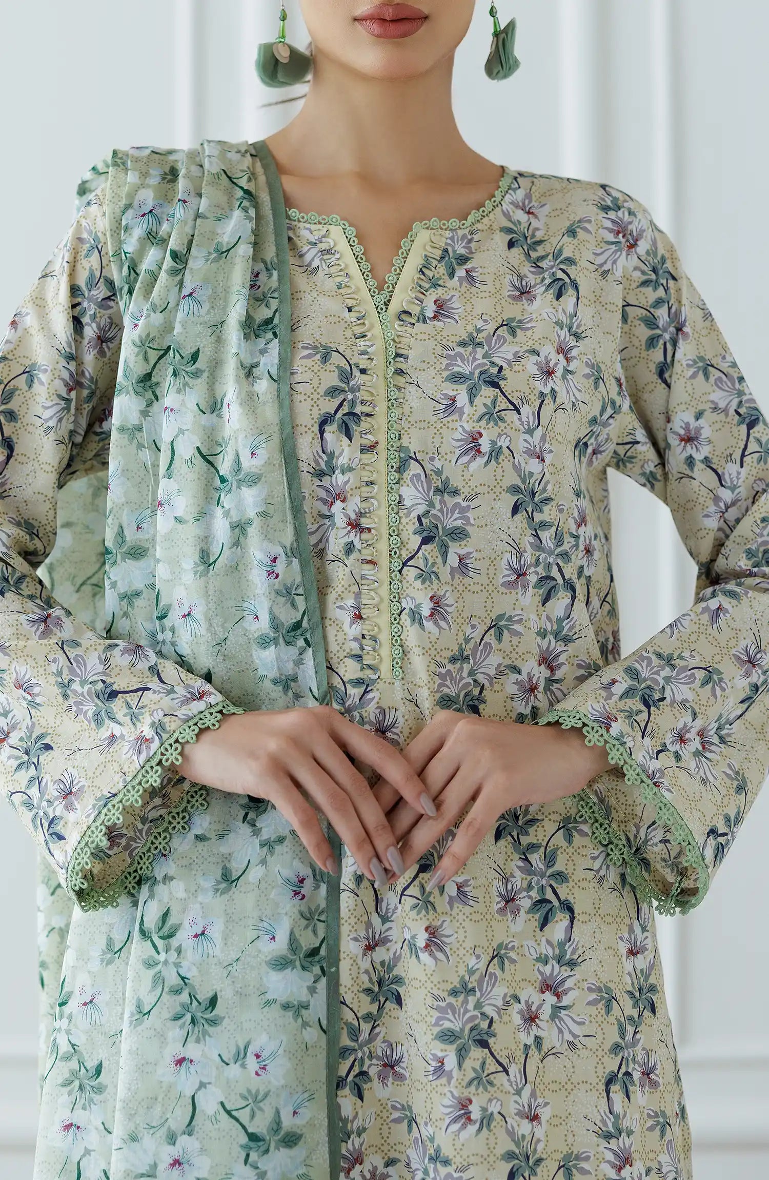 UNSTITCHED Printed Lawn Shirt Dupatta & Pant - 3 Piece Suits - OTL-25-041
