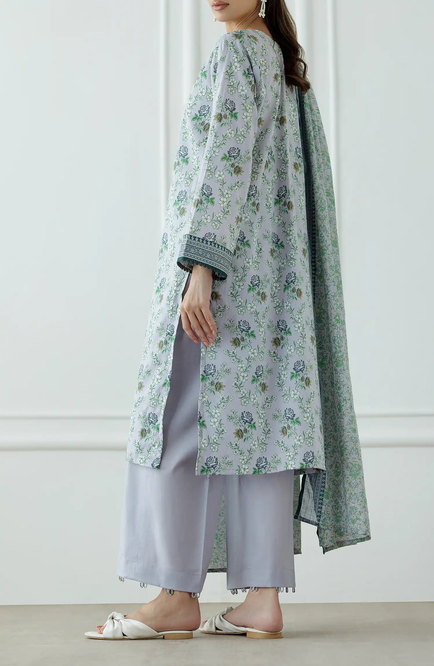 UNSTITCHED Printed Lawn Shirt Dupatta & Pant - 3 Piece Suits - OTL-25-059