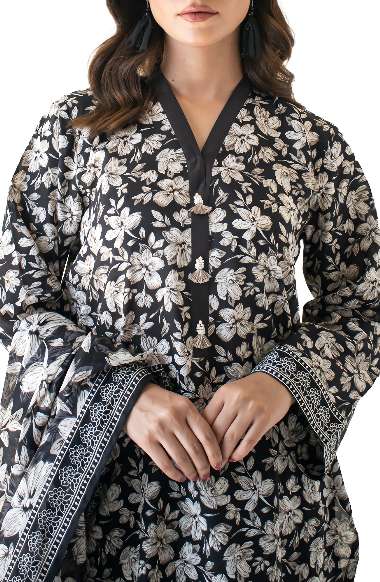 OTL-24-316/U BLACK LAWN Women UNSTITCHED SHIRT DUPATTA PANTS