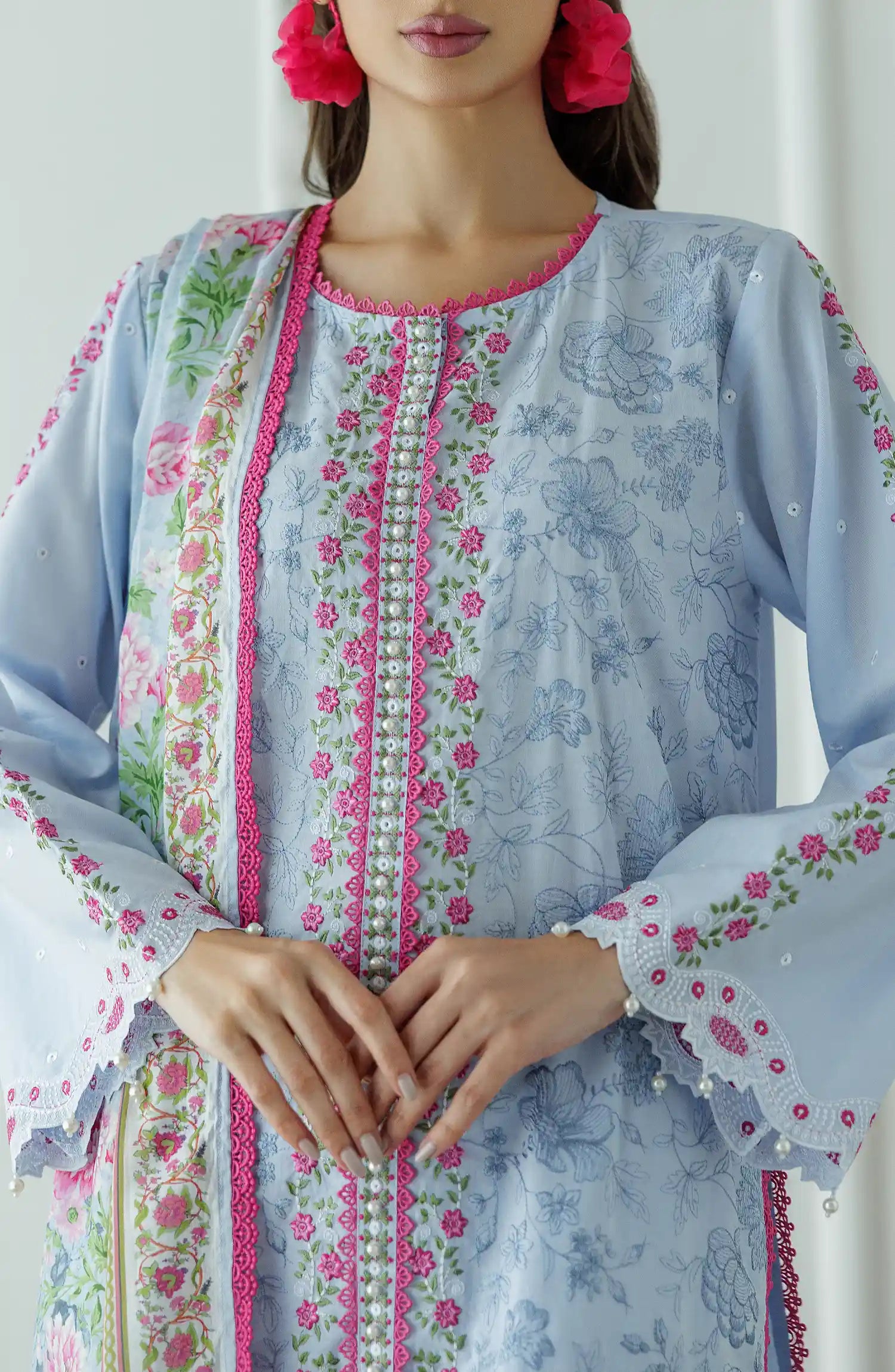 UNSTITCHED Luxury Premium Embroidered Lawn Shirt Dupatta & Pant - 3 Piece - WRC25S-3008