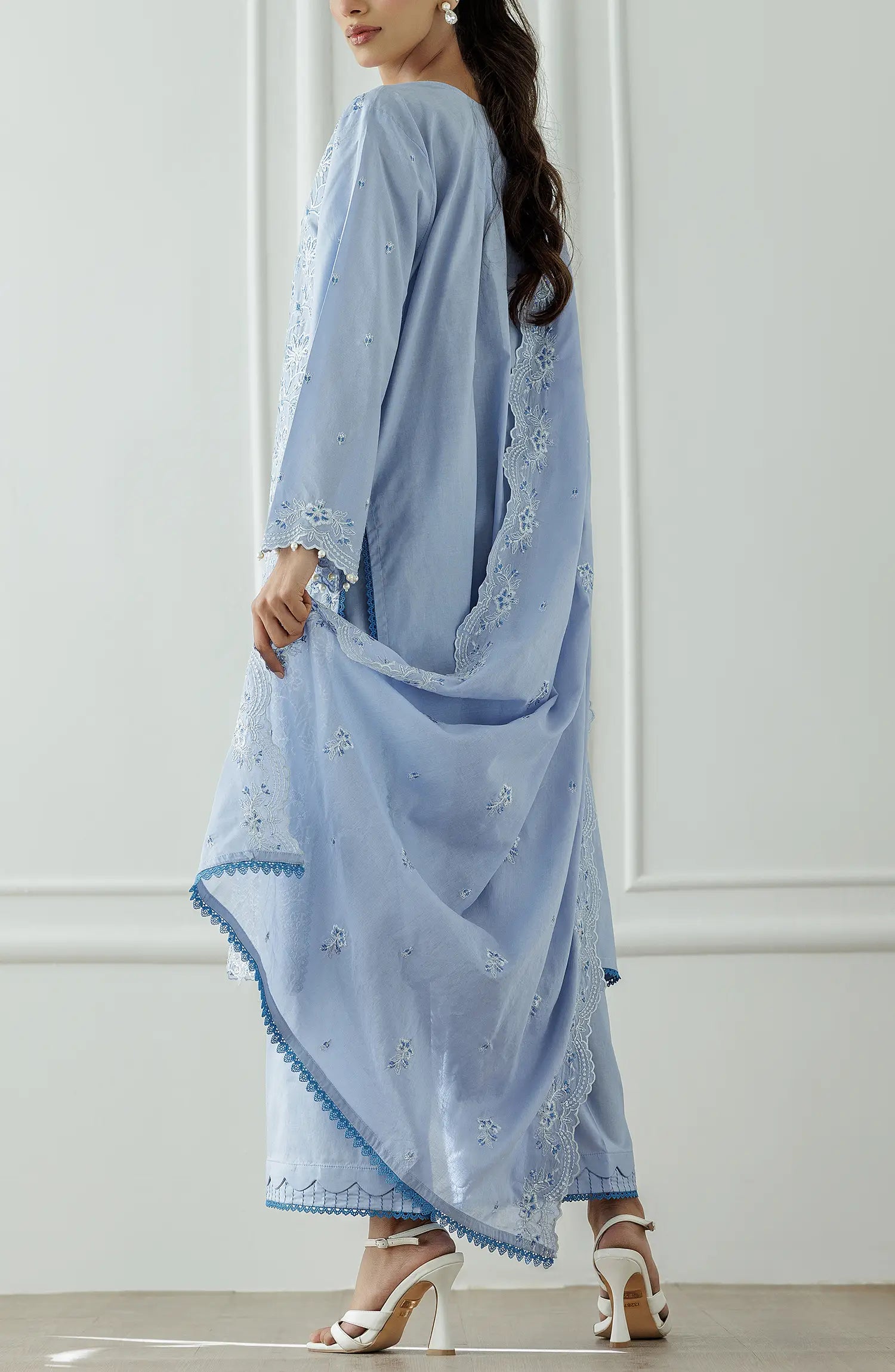 UNSTITCHED Chikankari Shirt Dupatta & Pant - 3 Piece - WRFC25S-3002