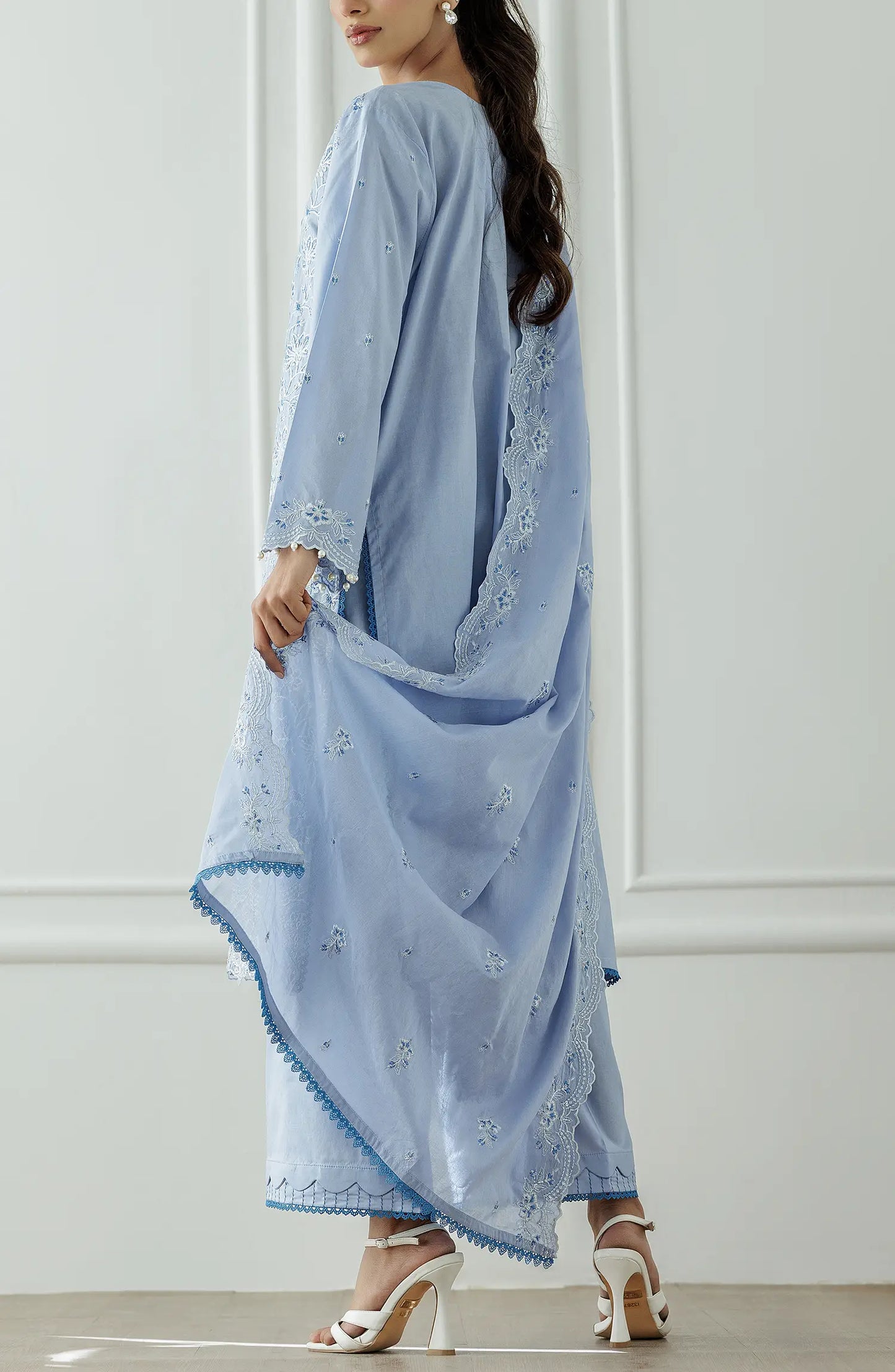 UNSTITCHED Chikankari  Shirt Dupatta & Pant - 3 Piece - WRFC25S-3002