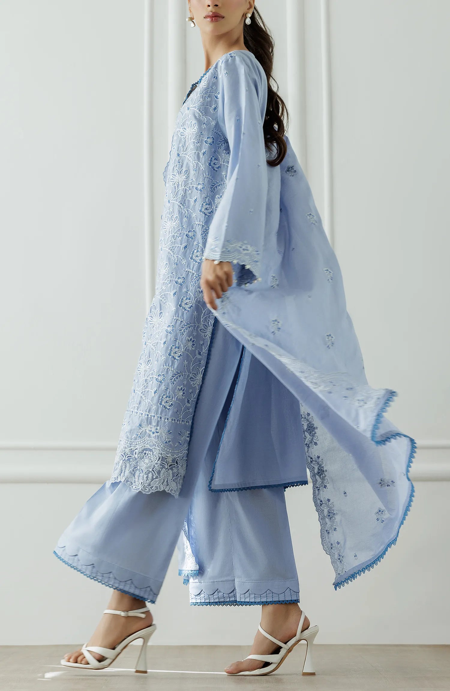 UNSTITCHED Chikankari Shirt Dupatta & Pant - 3 Piece - WRFC25S-3002