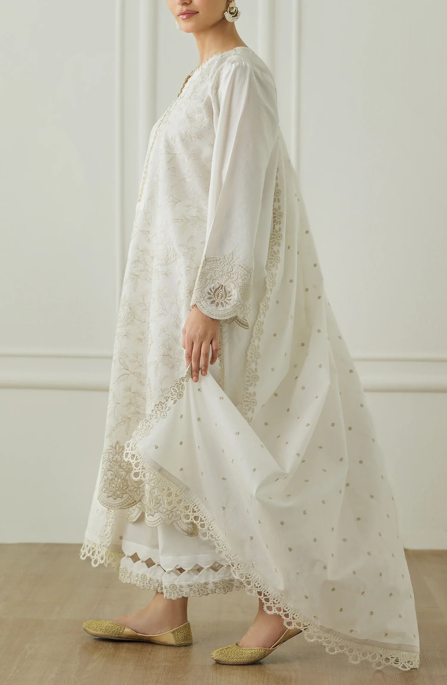 Stitched Chikankari Shirt Dupatta & Pant - 3 Piece - WRFC25S-3007