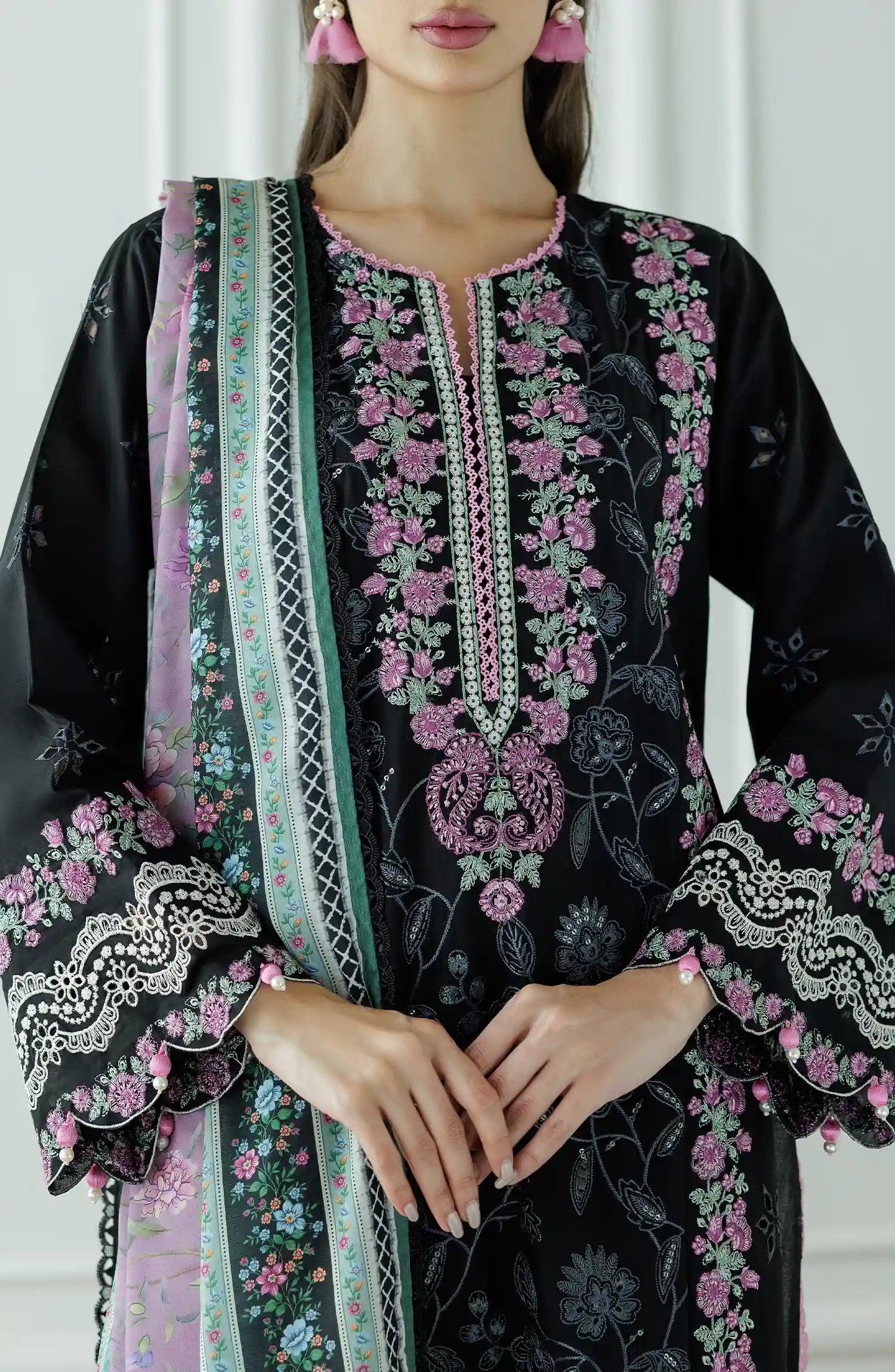 UNSTITCHED Lawn Luxury Premium Embroidered Shirt Dupatta & Pant - 3 Piece - WRFC25S-3010