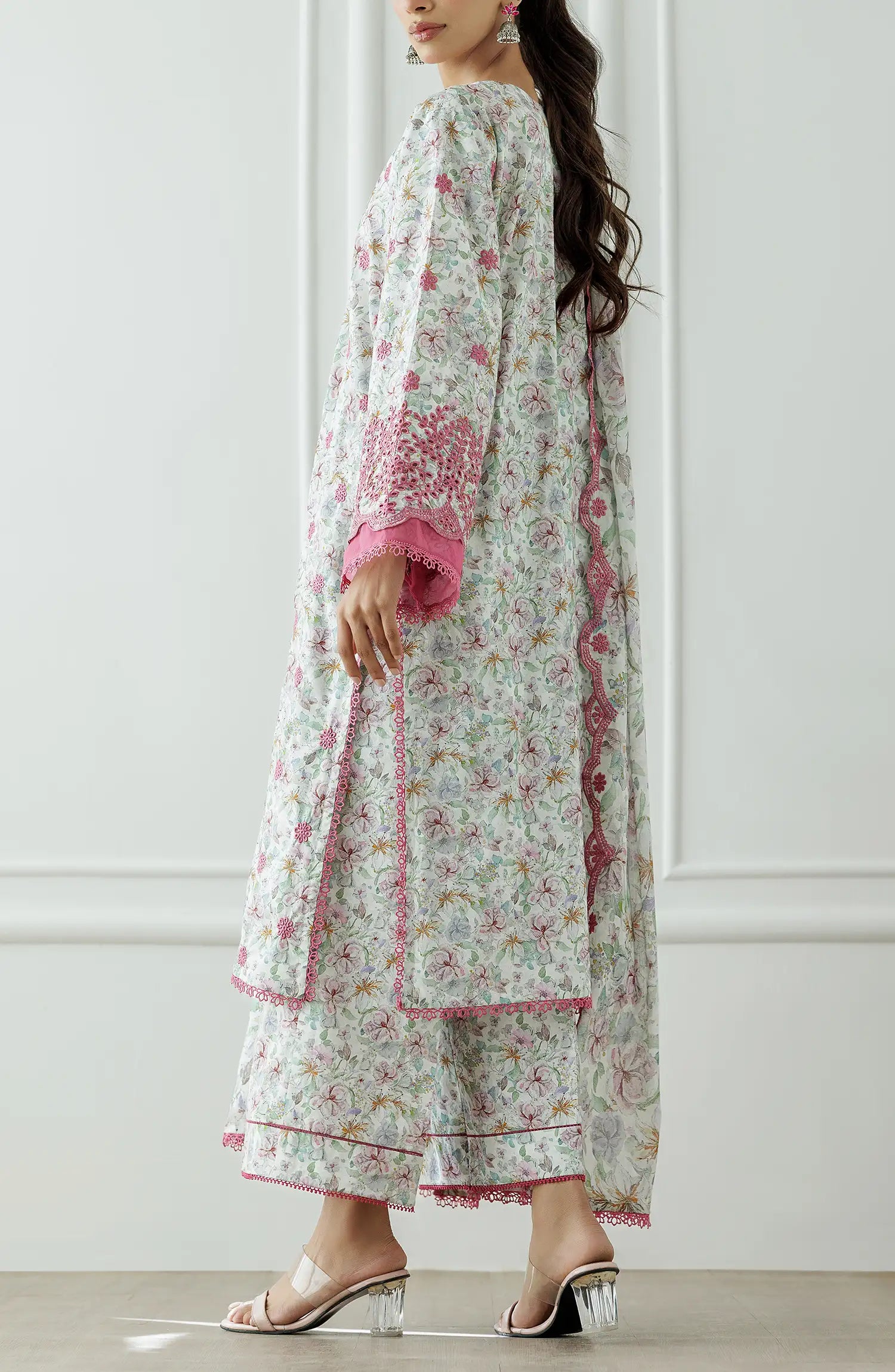 UNSTITCHED Chikankari Shirt Dupatta & Pant - 3 Piece - WRFC25S-3016