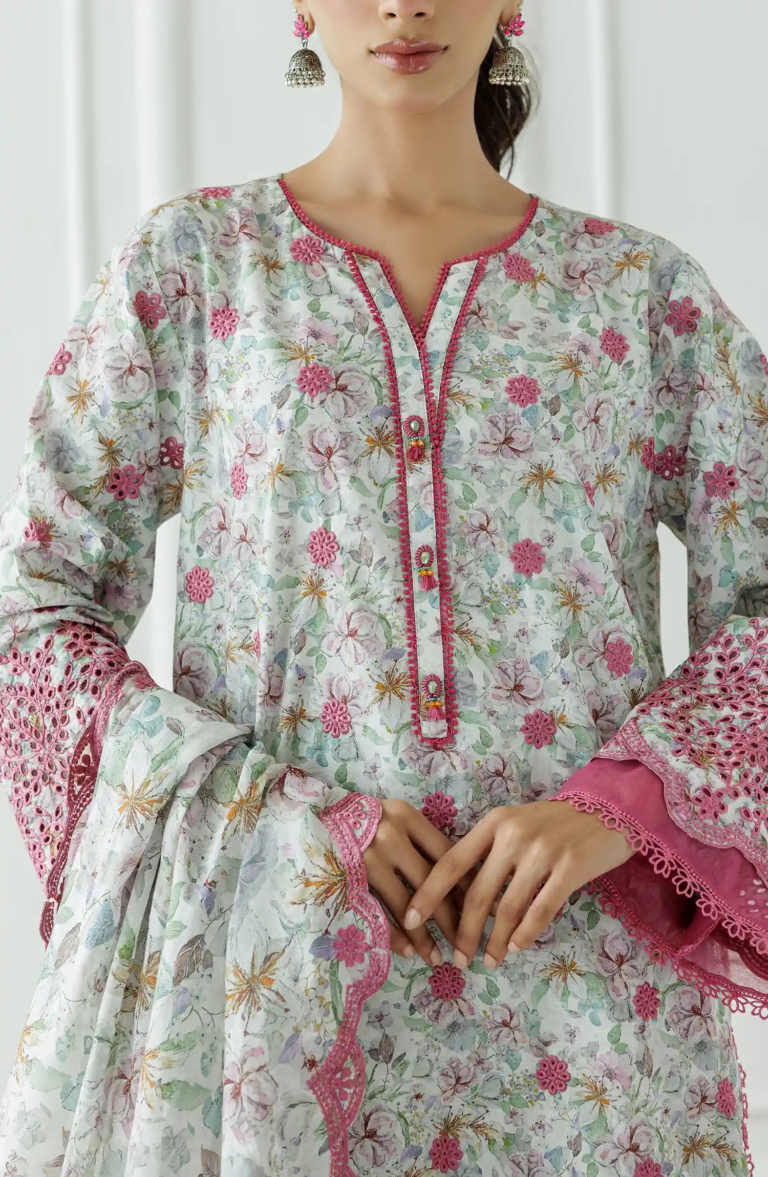 UNSTITCHED Chikankari Shirt Dupatta & Pant - 3 Piece - WRFC25S-3016