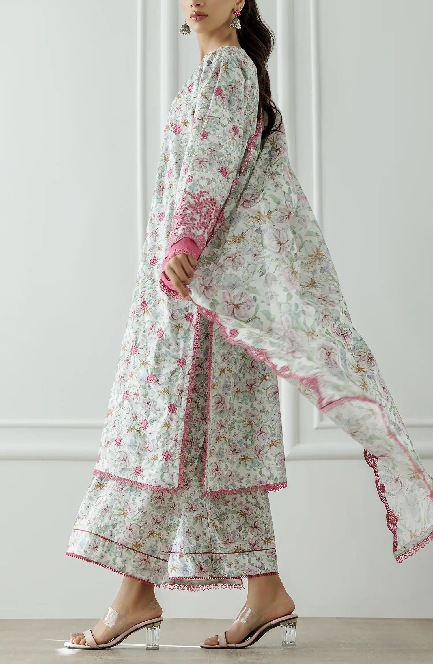 UNSTITCHED Chikankari Shirt Dupatta & Pant - 3 Piece - WRFC25S-3016