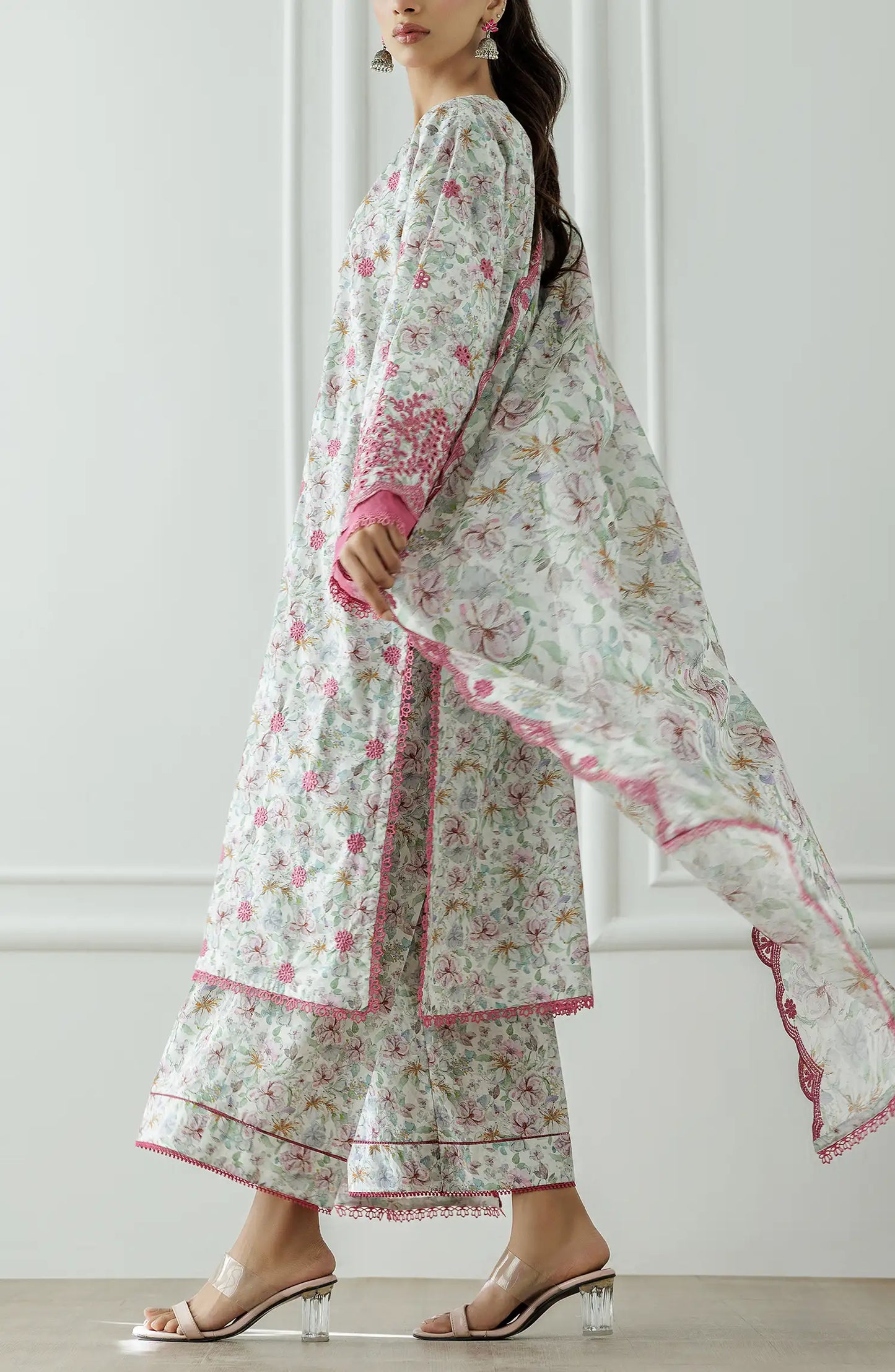 UNSTITCHED Chikankari Shirt Dupatta & Pant - 3 Piece - WRFC25S-3016