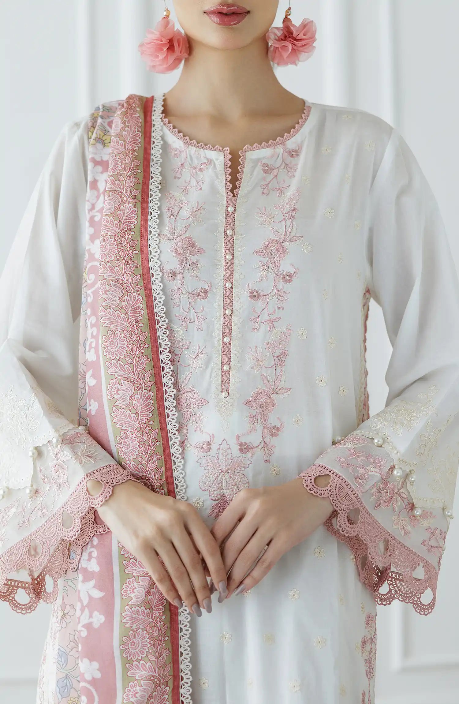UNSTITCHED Luxury Festive Formal Lawn Shirt Dupatta & Pant - 3 Piece Suits - WRFC25S-3030