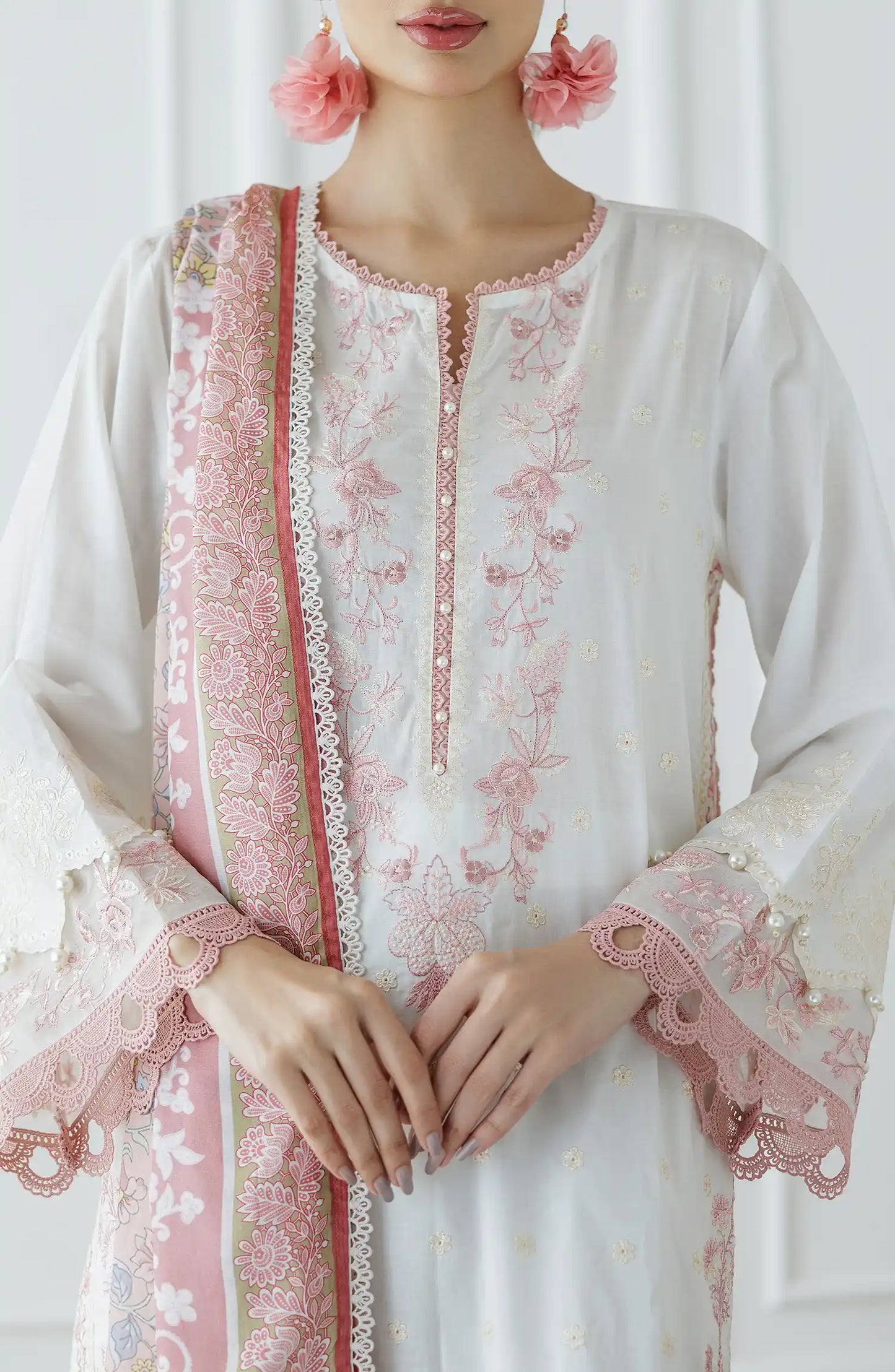 UNSTITCHED Luxury Festive Formal Lawn Shirt Dupatta & Pant - 3 Piece Suits - WRFC25S-3030