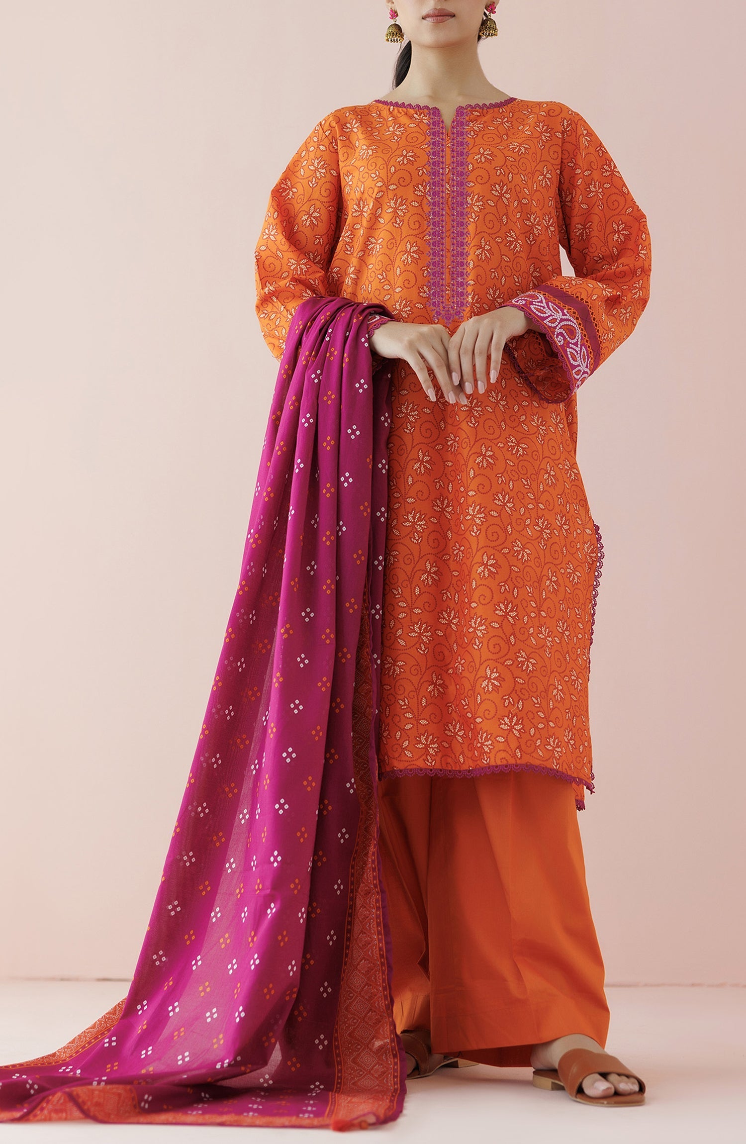 OTL-24-051/U PEACH LAWN Women UNSTITCHED SHIRT DUPATTA PANTS