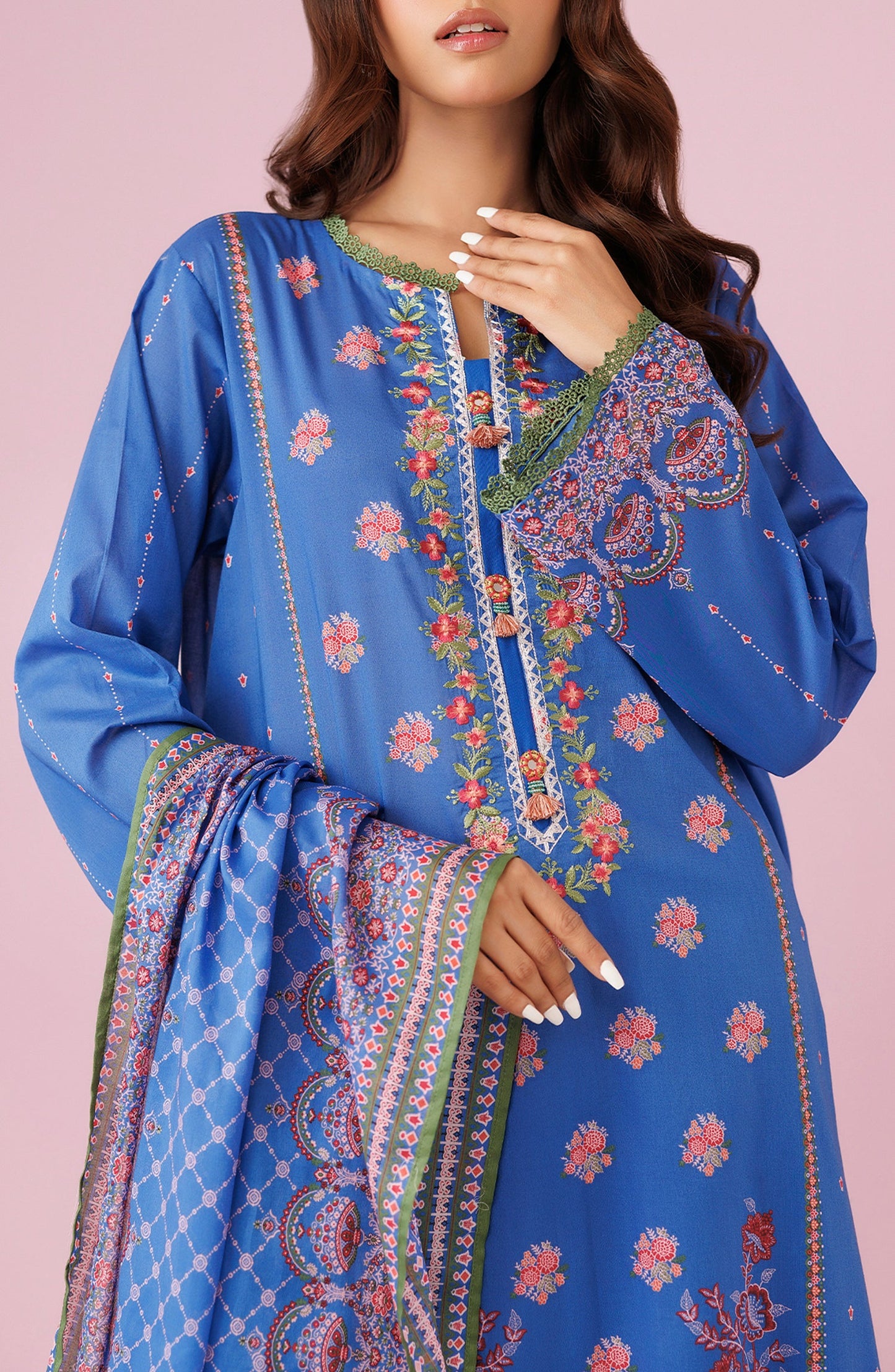 OTL-24-407/U BLUE LAWN Women UNSTITCHED SHIRT DUPATTA PANTS
