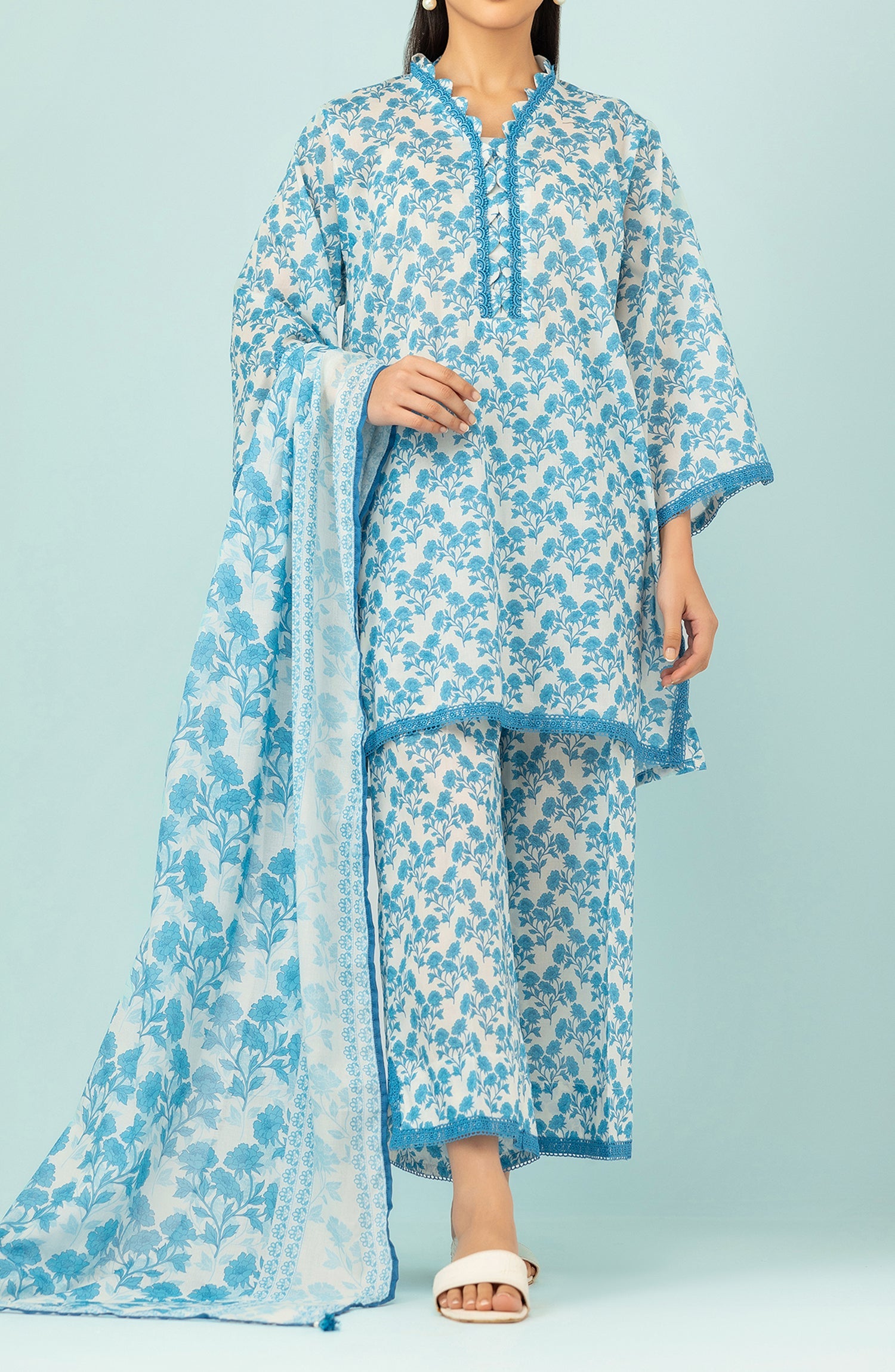 OTL-24-431/U BEIGE LAWN Women UNSTITCHED SHIRT DUPATTA PANTS