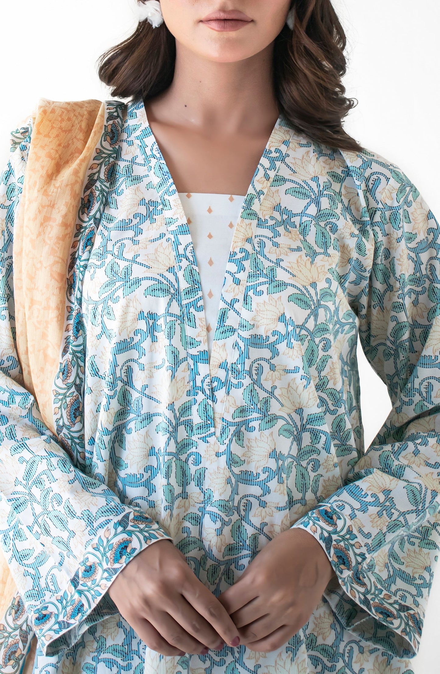 OTL-24-382/U BEIGE COTTON VISCOSE Women UNSTITCHED SHIRT DUPATTA PANTS