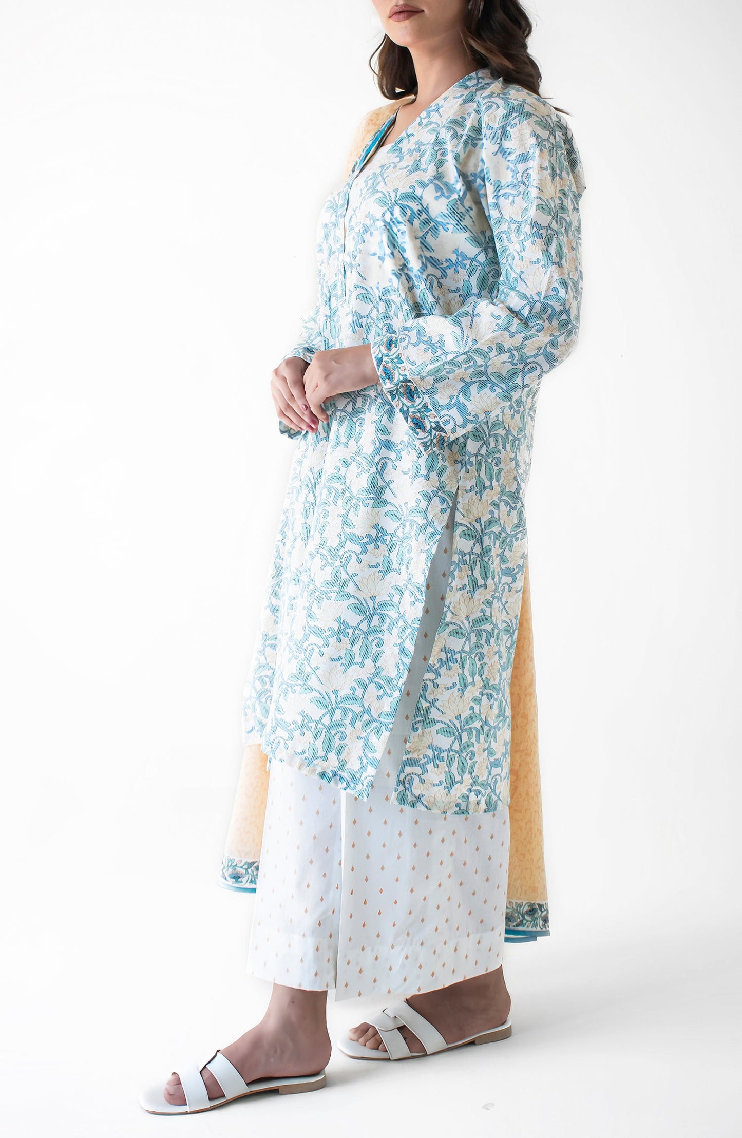 OTL-24-382/U BEIGE COTTON VISCOSE Women UNSTITCHED SHIRT DUPATTA PANTS