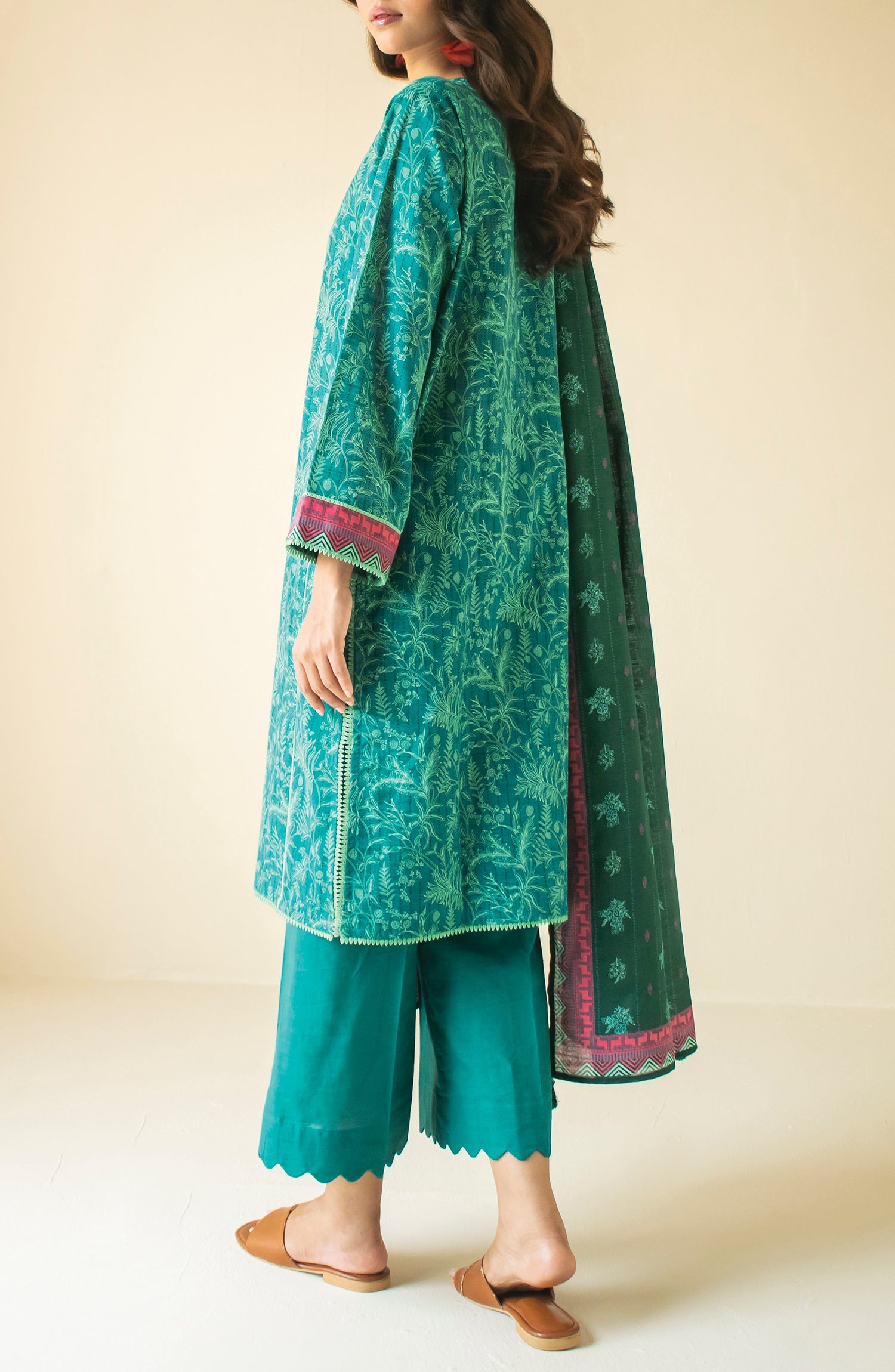 OTL-24-222/U TEAL KHADDAR Women UNSTITCHED SHIRT DUPATTA PANTS