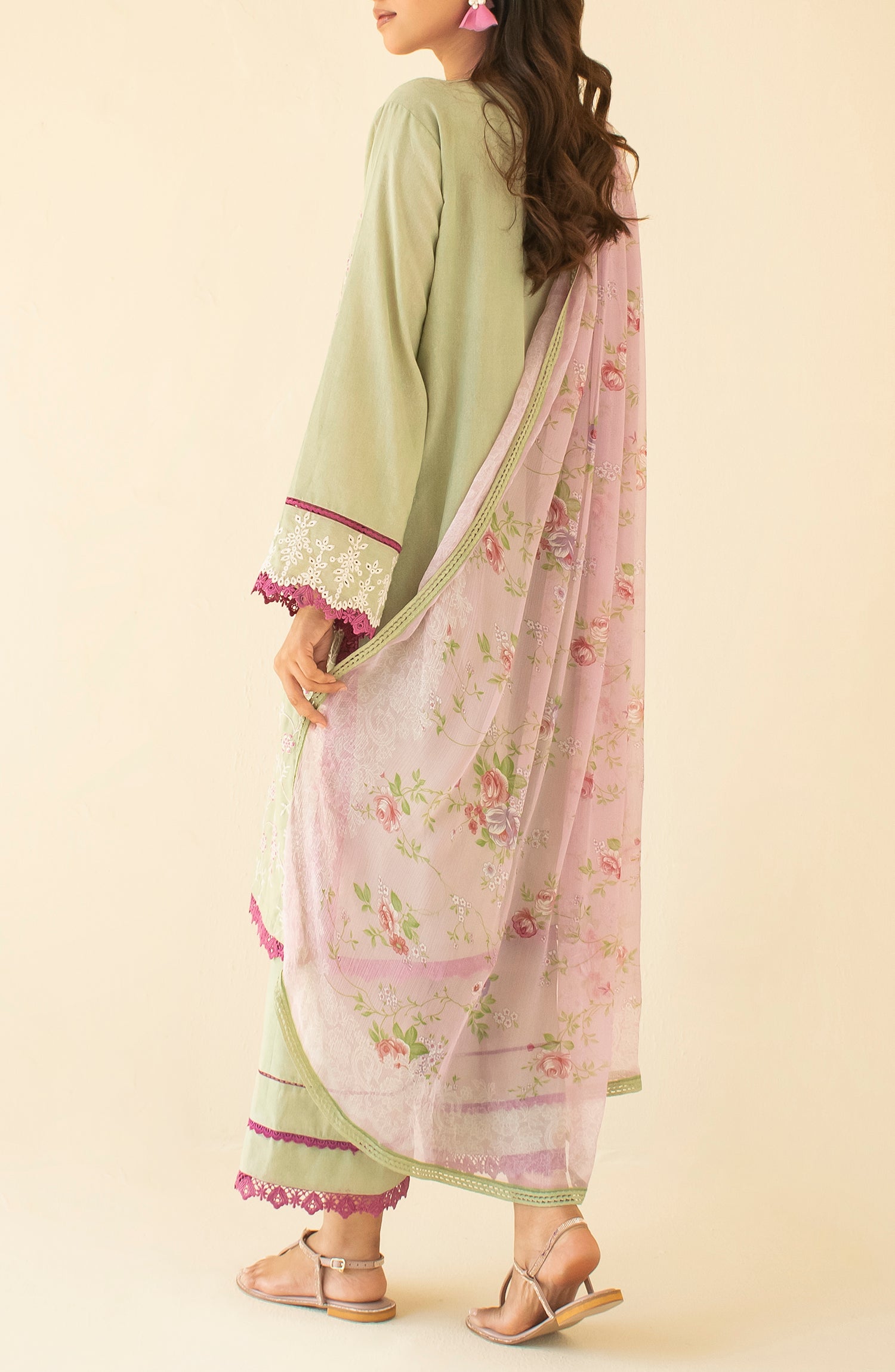 OTL-24-248/U LIGHT GREEN KARANDI Women UNSTITCHED SHIRT DUPATTA PANTS