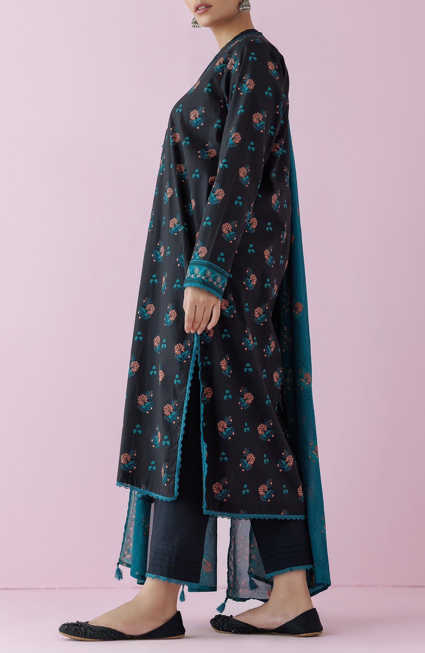 OTL-24-157/U BLACK LAWN Women UNSTITCHED SHIRT DUPATTA PANTS